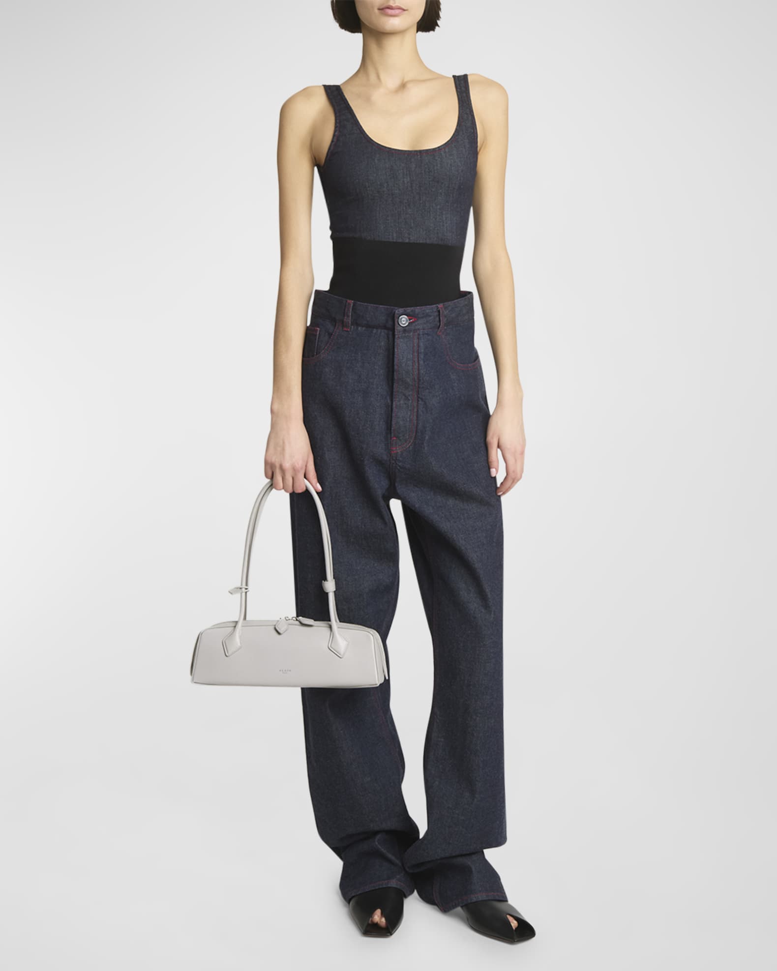 ALAIA Le Teckel Medium Shoulder Bag in Goatskin | Neiman Marcus