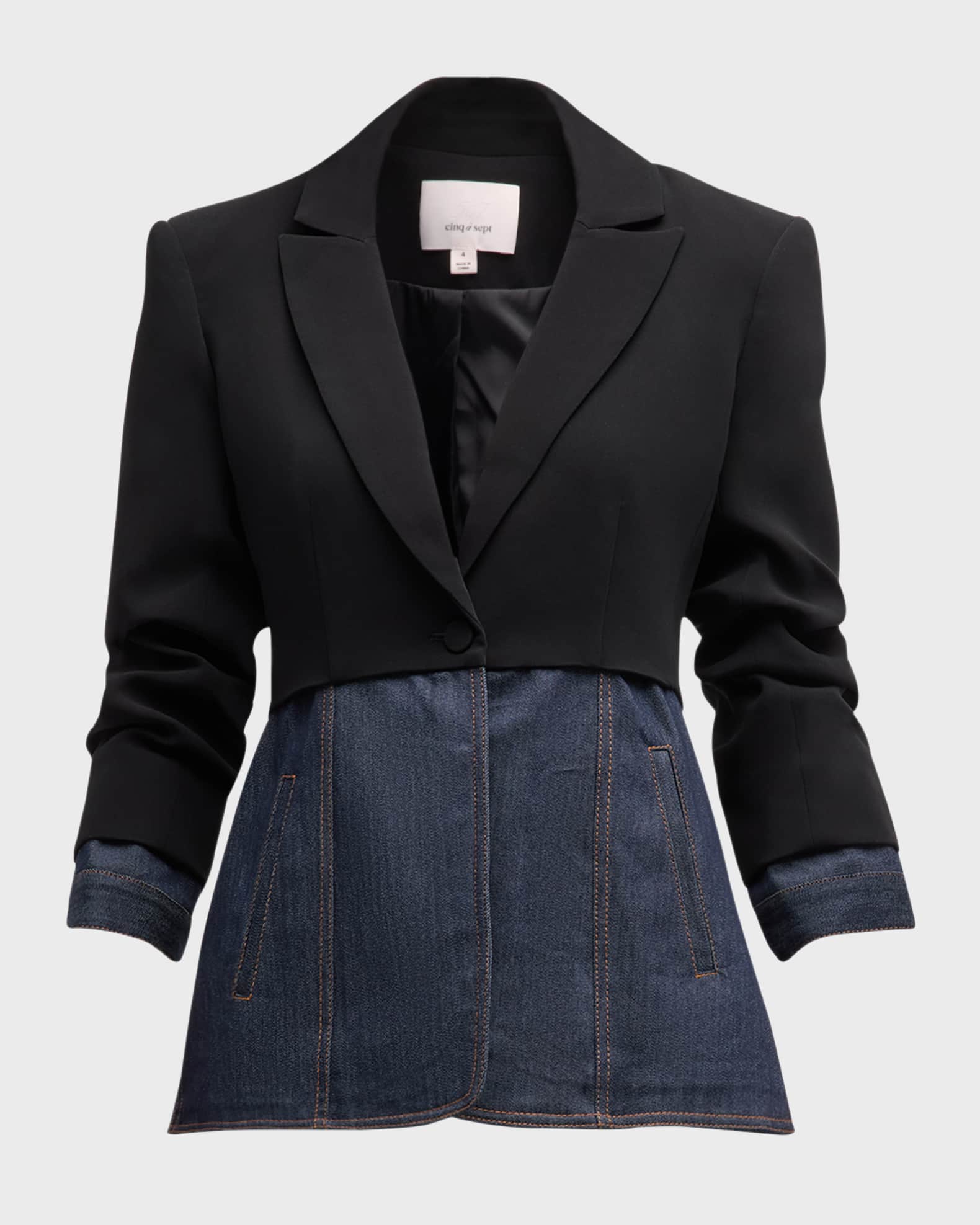 Dionne Mixed Media 3/4-Sleeve Blazer 0