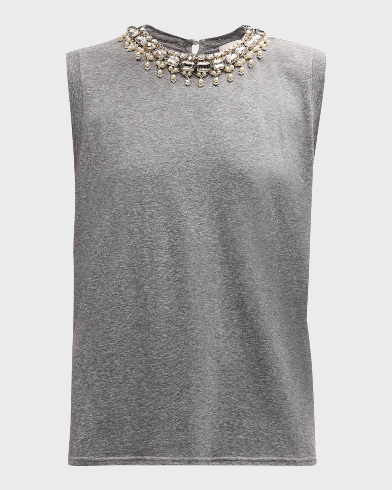 t shirt with pearl embellishments