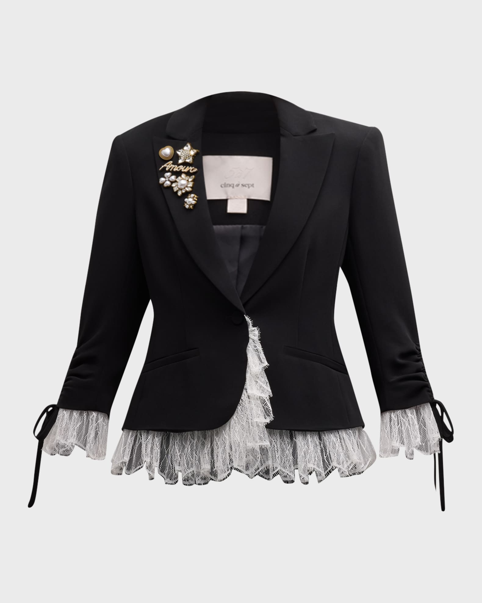 Cinq a Sept Le Petit Lace and Brooch Roxie Blazer | Neiman Marcus