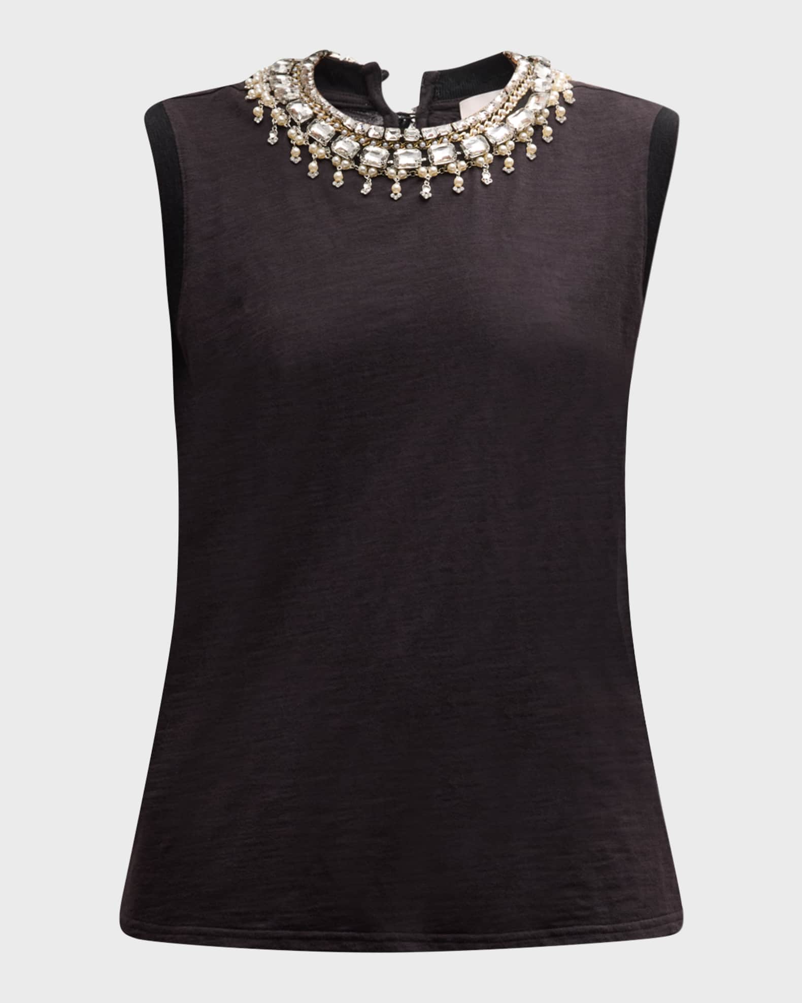 Cinq a Sept Faux-Pearl Necklace Brielle Cotton Tee