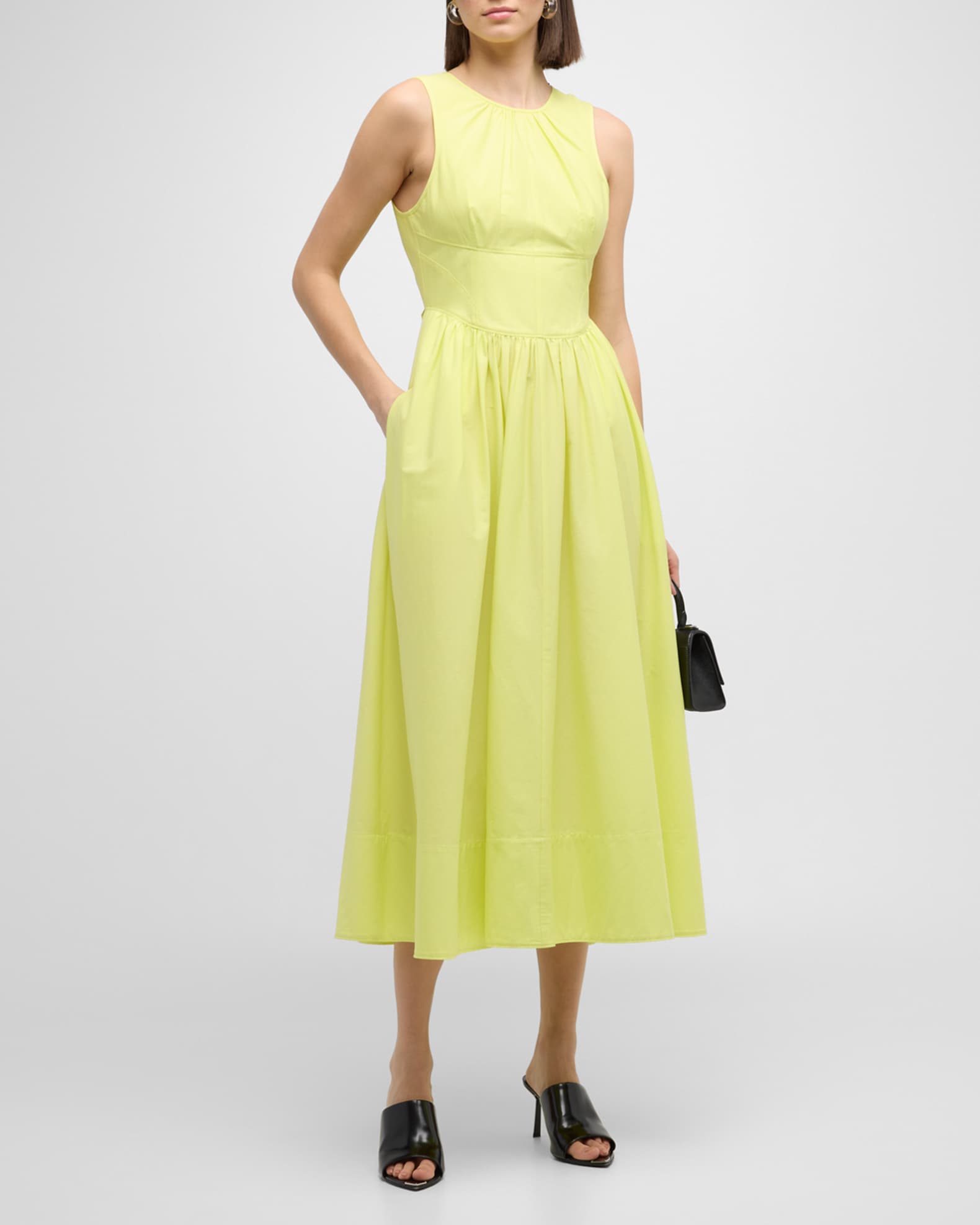 Cinq a Sept Benita Tie-Back Sleeveless Midi Dress | Neiman Marcus