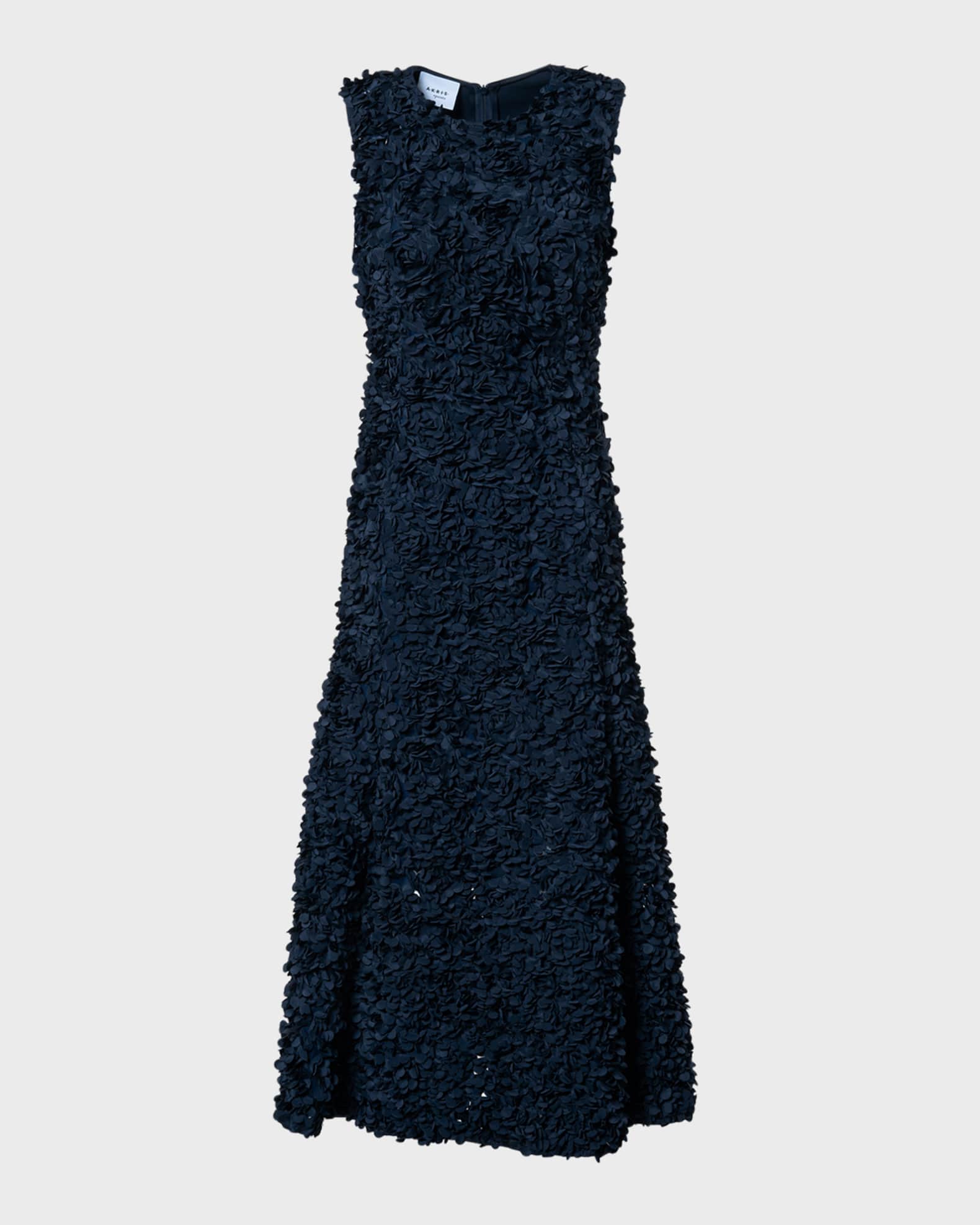 Akris punto Mix Media Midi Dress with 3D Lasercut Floral Detail Neiman Marcus