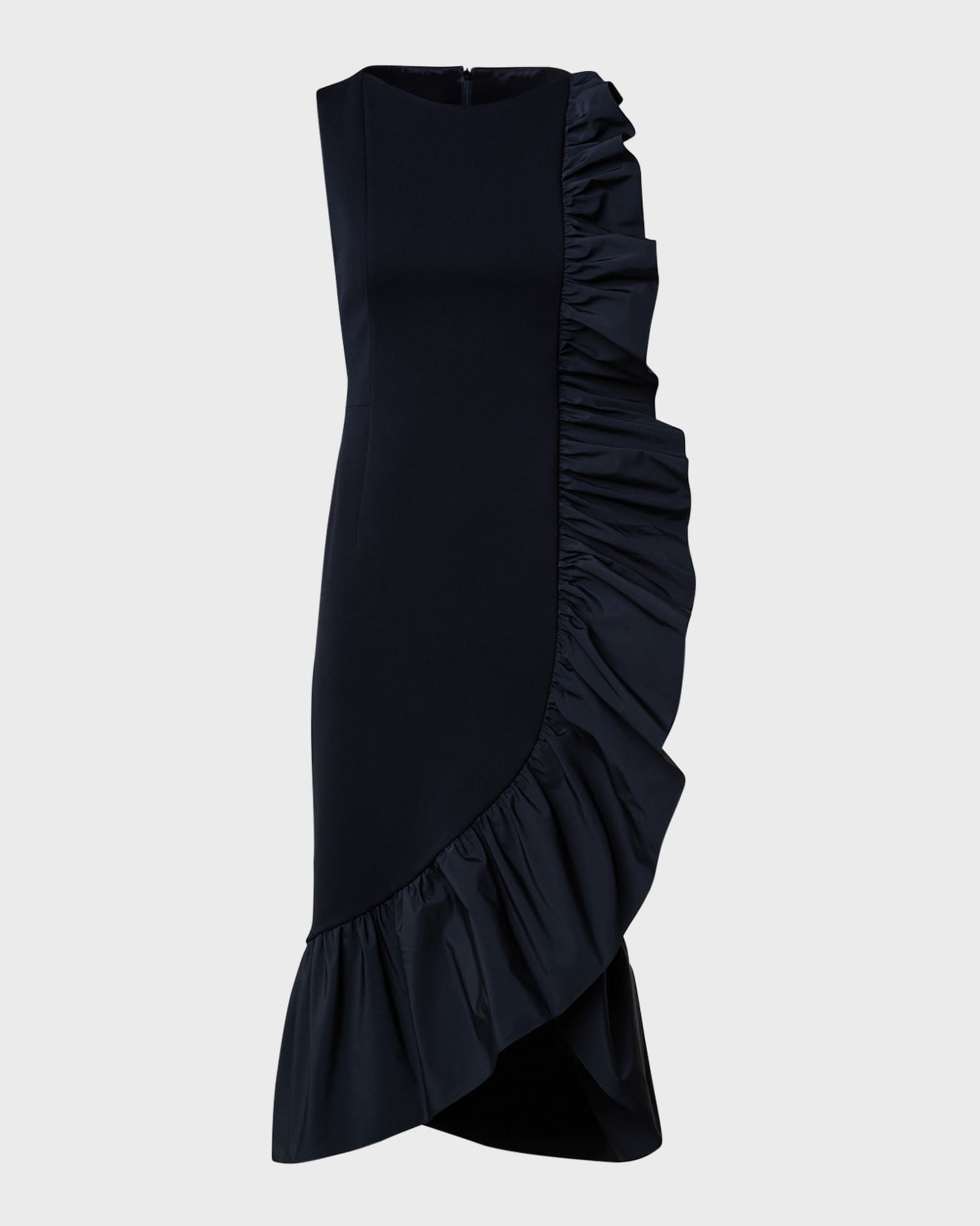 Akris punto Signature Jersey Midi Dress with Asymmetrical Ruffle Detail