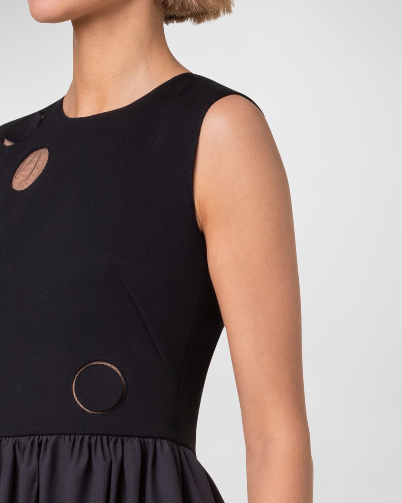 Akris punto MixedMedia DotCutout Sleeveless Fit&Flare Midi Dress Neiman Marcus