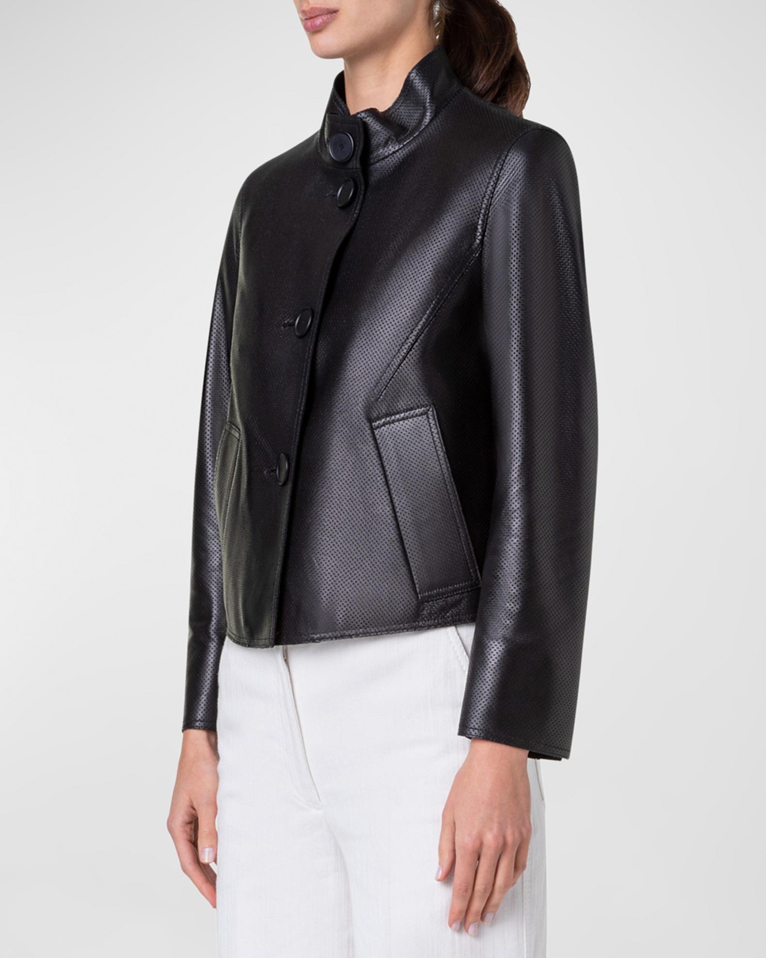Veste Moto Courte En Cuir D'agneau Rose - Taille XL Femme, Neuve Avec étiquettes