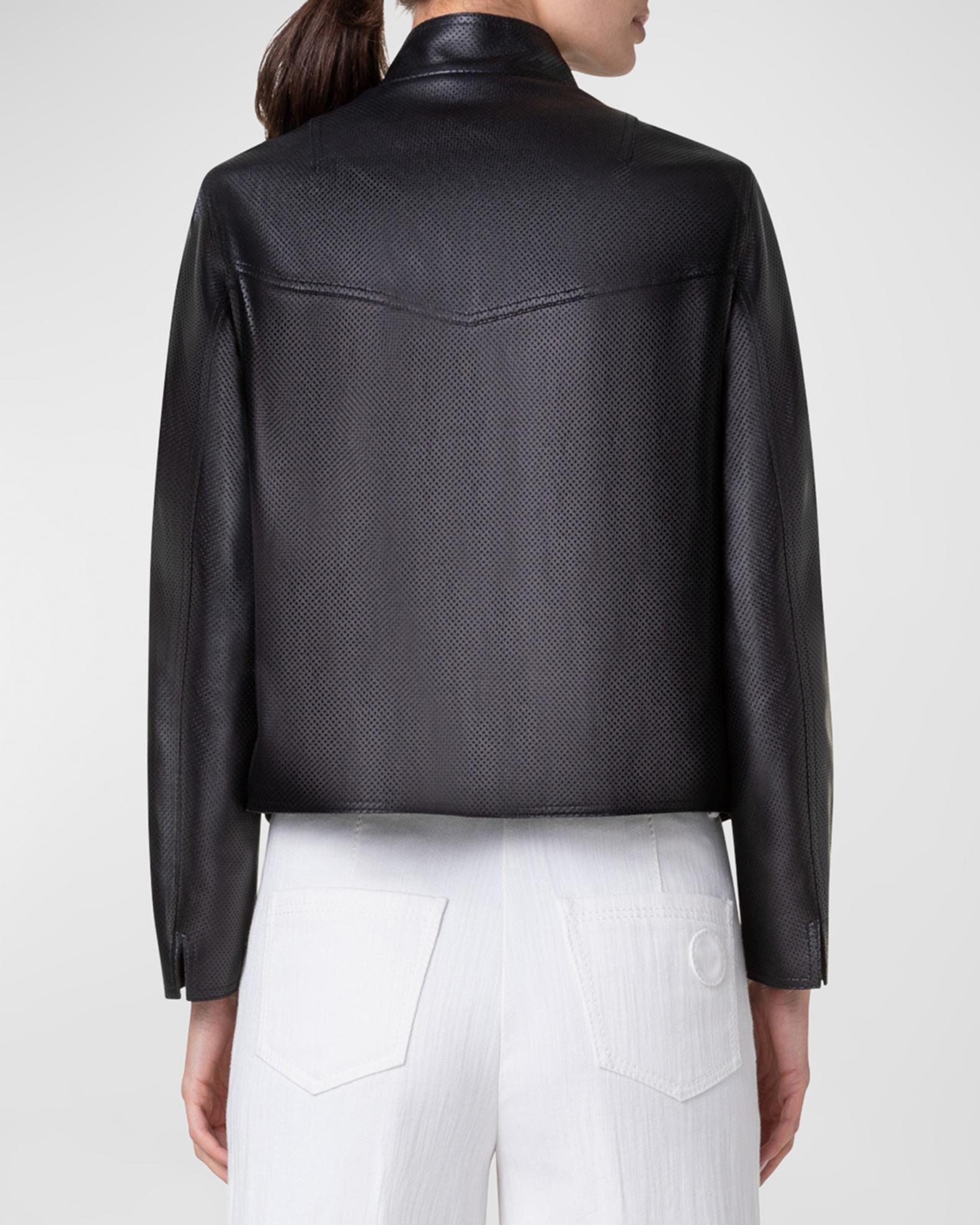 Akris punto Signature Pin Dot Nappa Leather Short Jacket | Neiman Marcus
