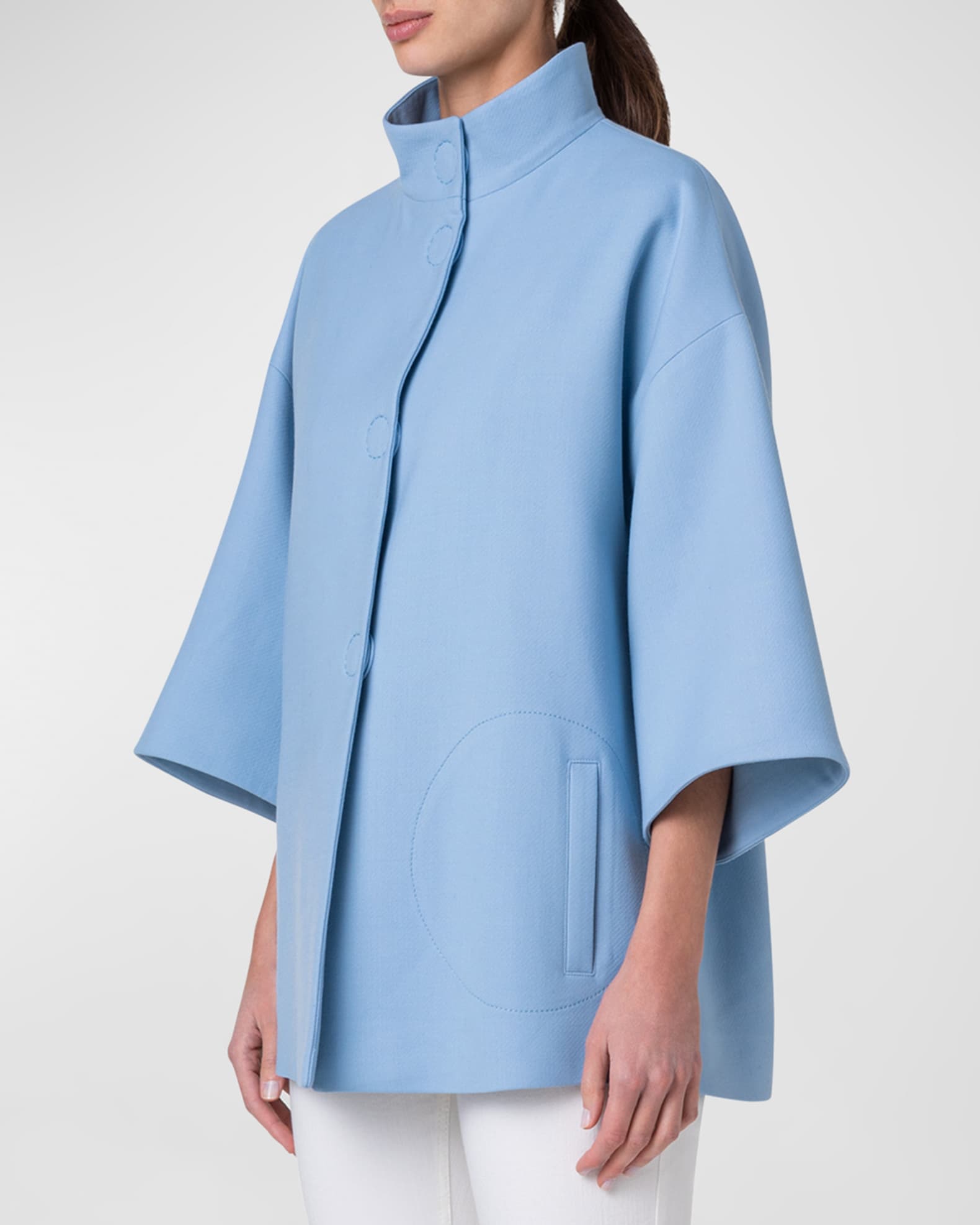 Men'S Light Grey ~ Wine Peak Lapel Two Flap Front Pockets Men'S Carcoat - Car Coat Mid Length Three Quarter Length Coat