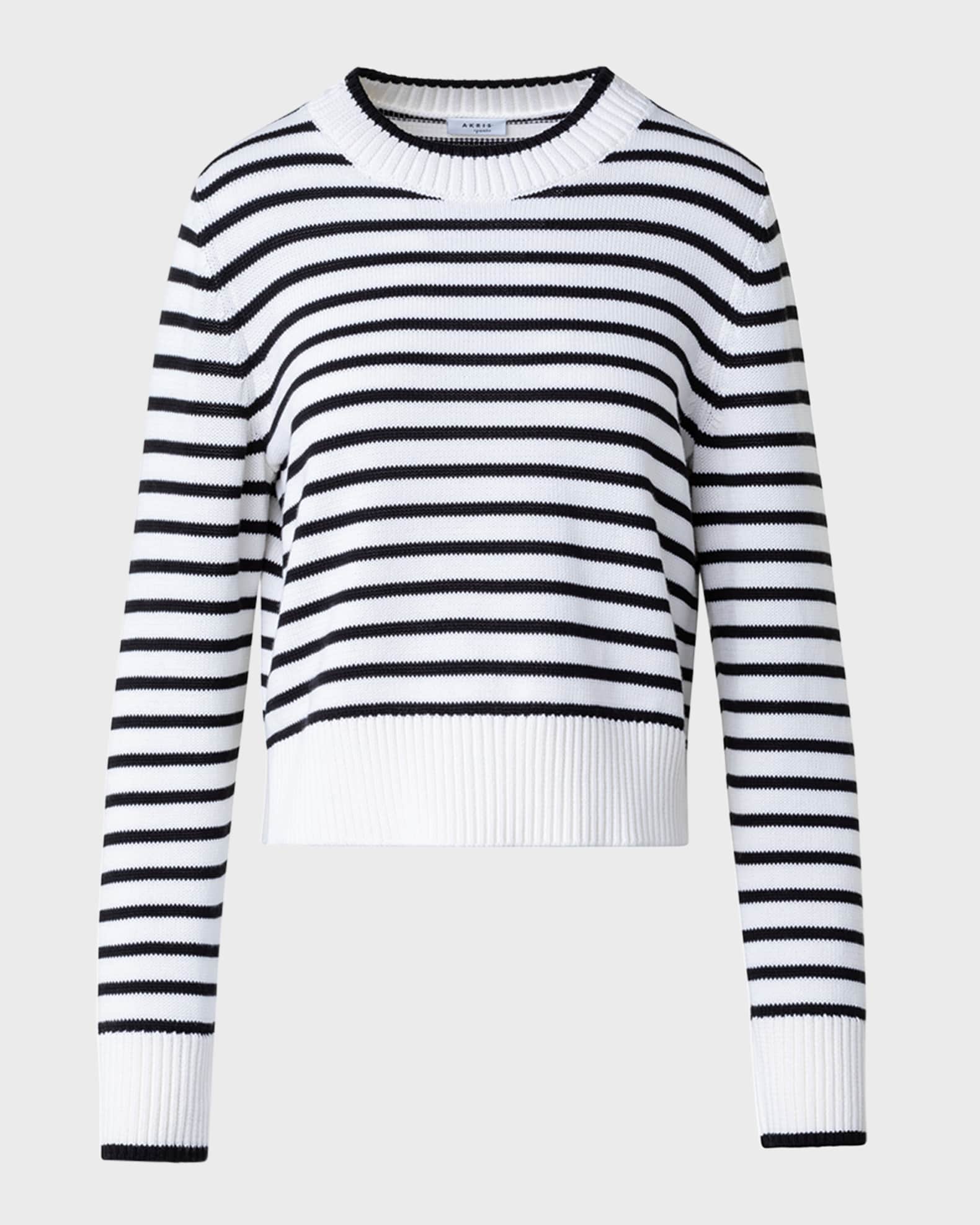 Akris punto Chunky Cotton Striped Knit Sweater Neiman Marcus