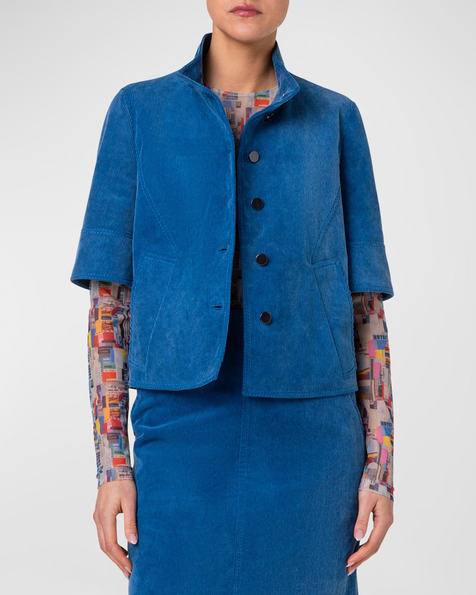 Akris punto Washed Stretch Corduroy Short Jacket | Neiman Marcus