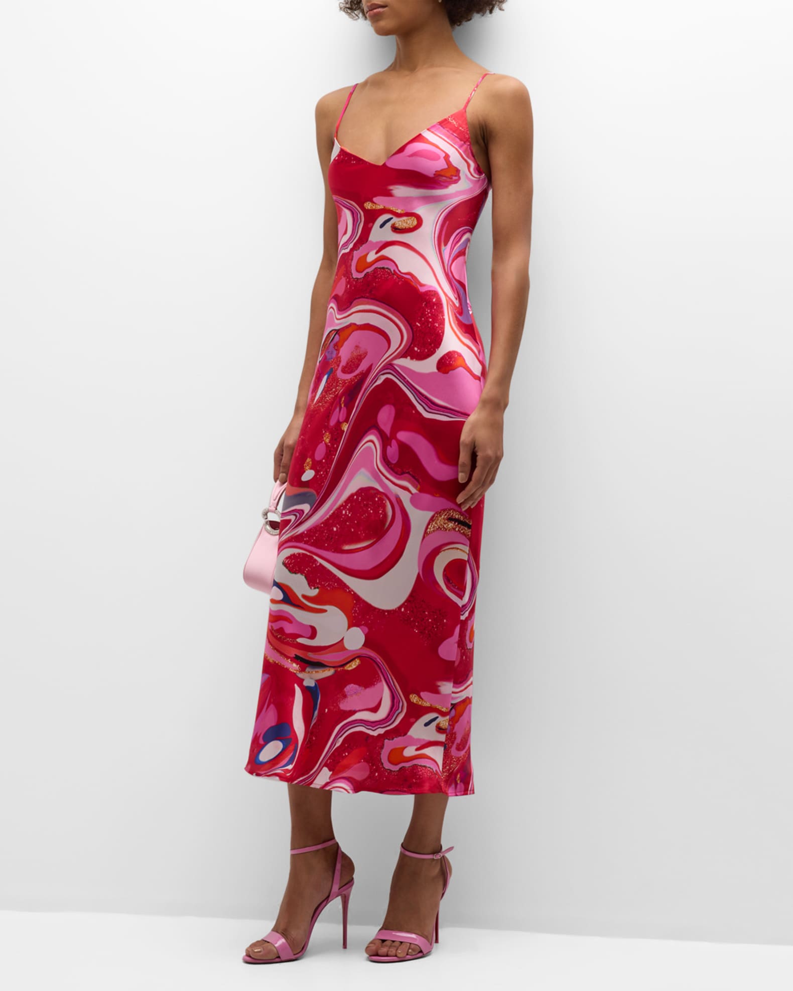 L'Agence Multi TieDye Swirl Seridie Silk Slip Dress Neiman Marcus