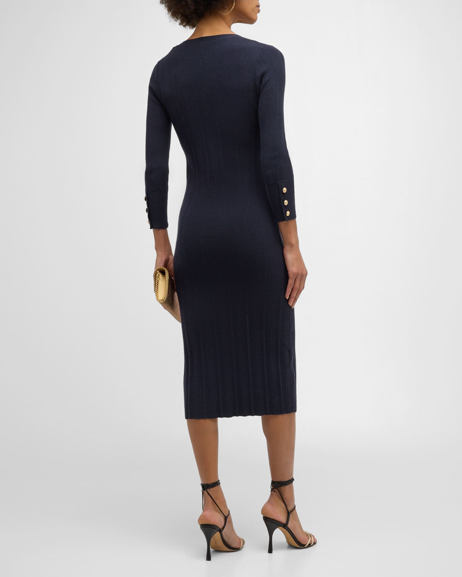 L'Agence Kyra Button-Front Duster Midi Dress | Neiman Marcus