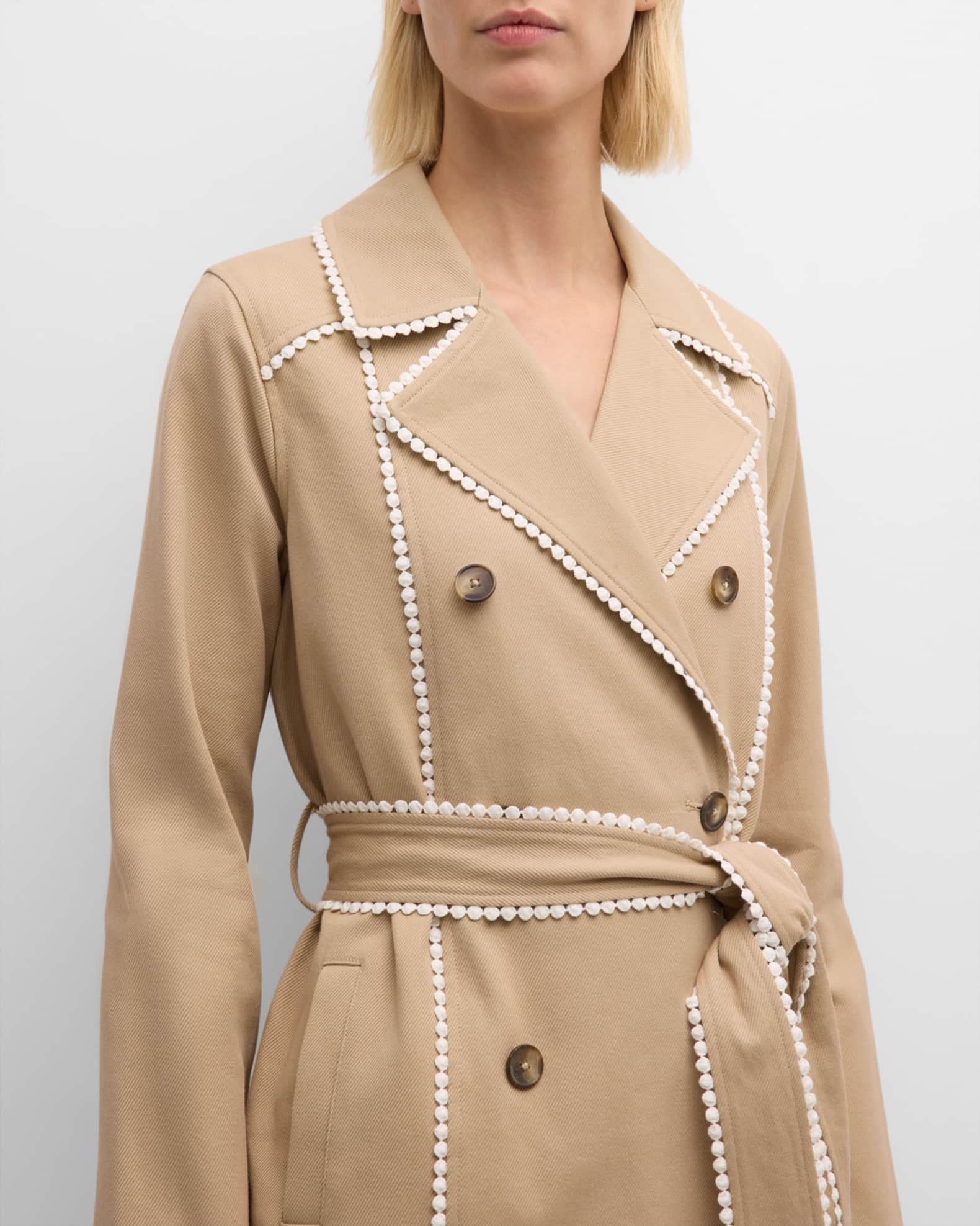 L Agence Venus Trench Coat with Contrast Trim Neiman Marcus