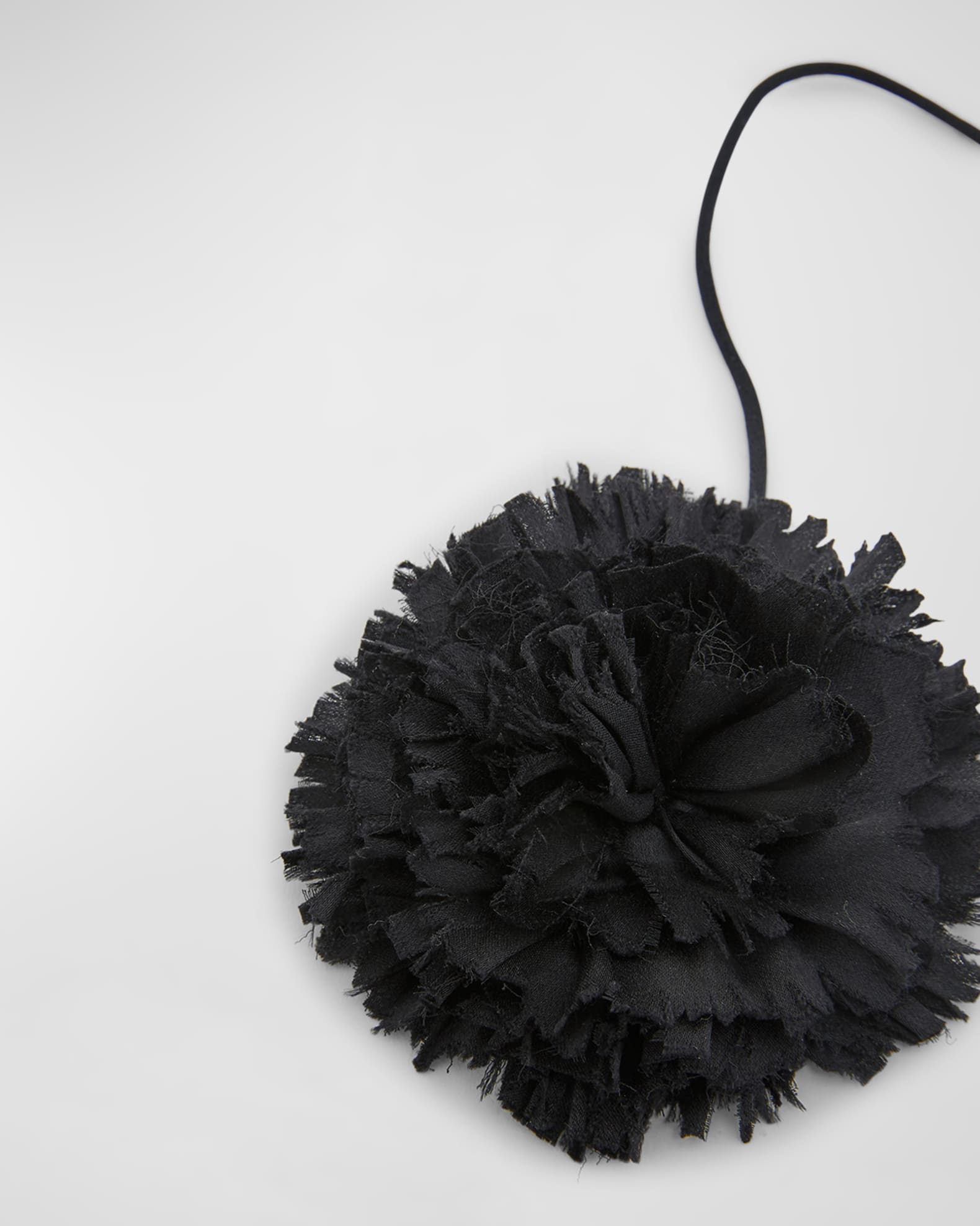 Saint Laurent Crumpled Black Flower Necklace | Neiman Marcus