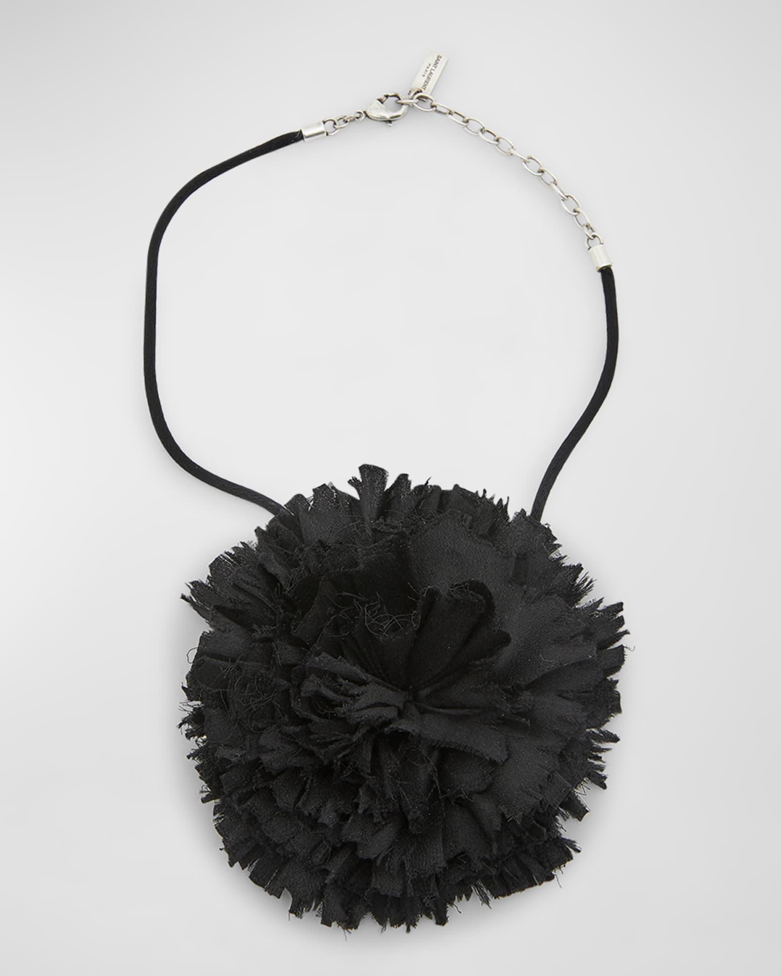 Saint Laurent Crumpled Black Flower Necklace
