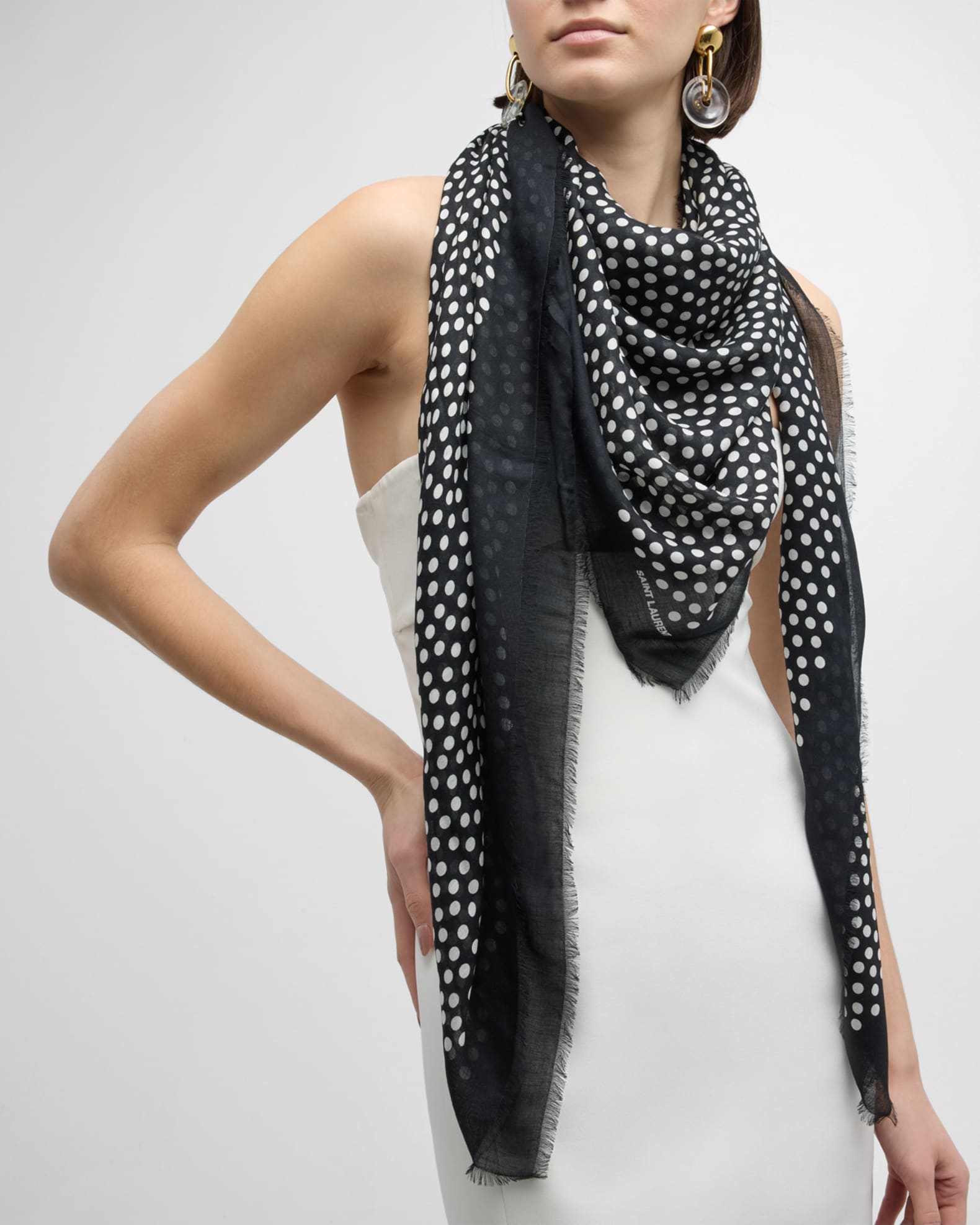 Polka-Dot Modal & Cashmere Scarf  1