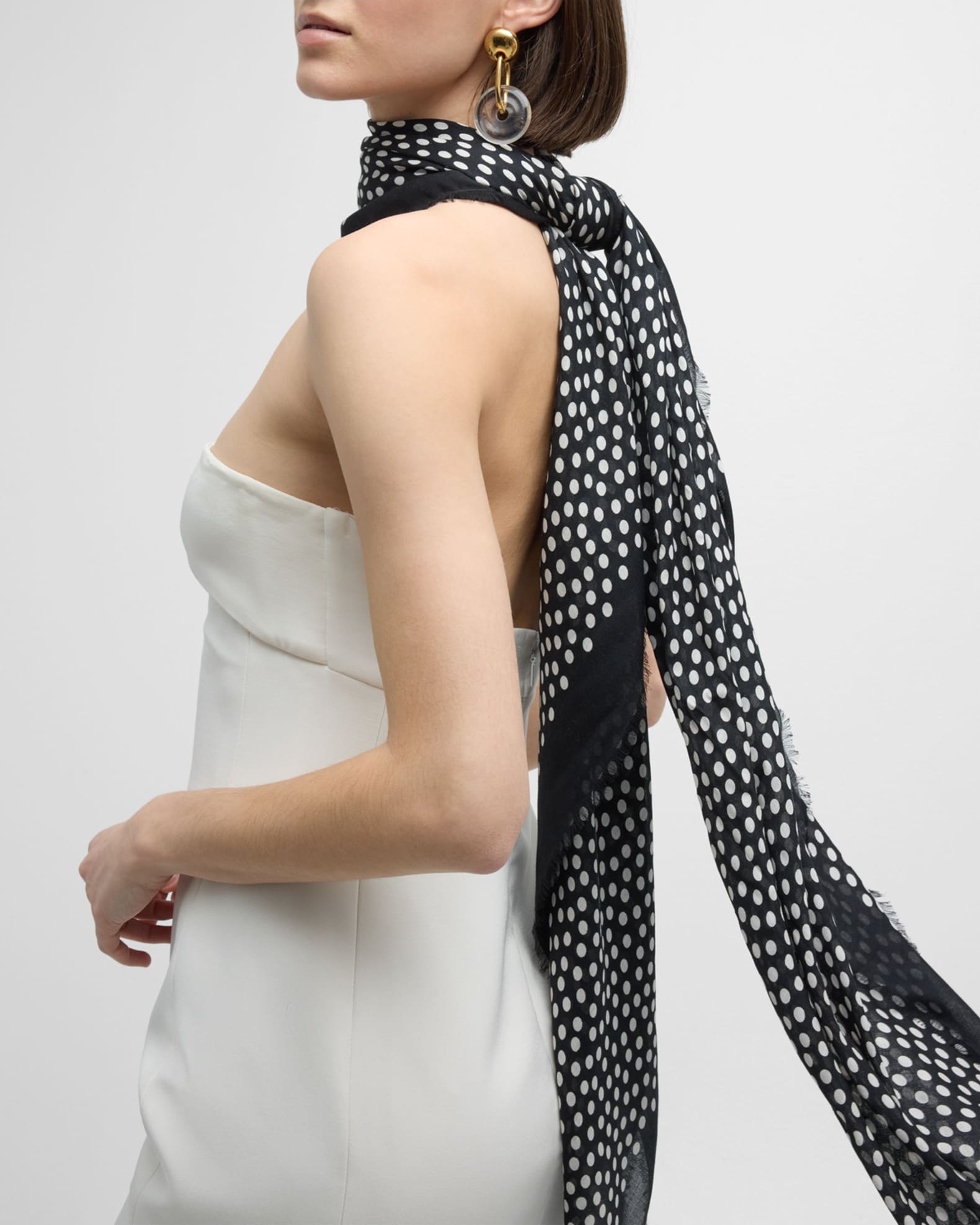 Saint Laurent Polka-Dot Modal & Cashmere Scarf | Neiman Marcus