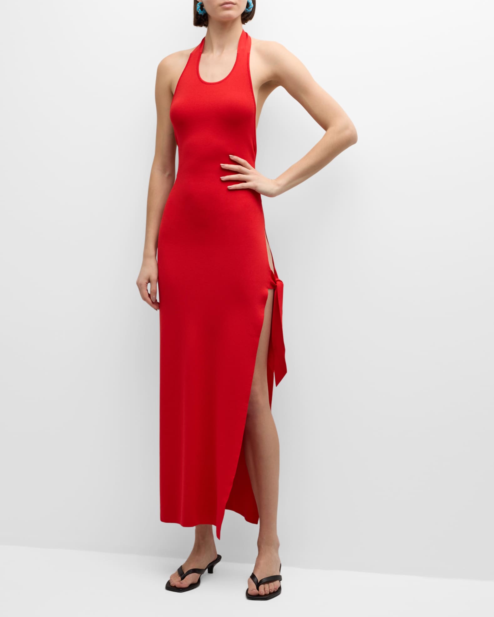 SIMONMILLER Junjo Backless Midi Halter Dress Neiman Marcus