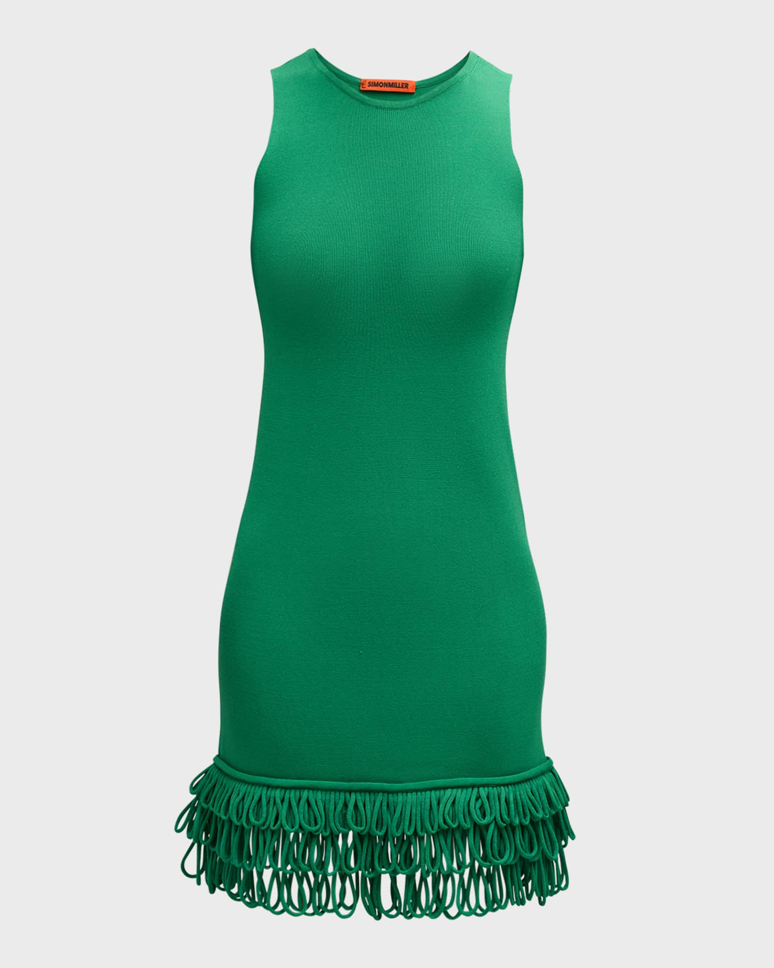 SIMONMILLER Albers Sleeveless Knit Looped Fringe Mini Dress Neiman Marcus
