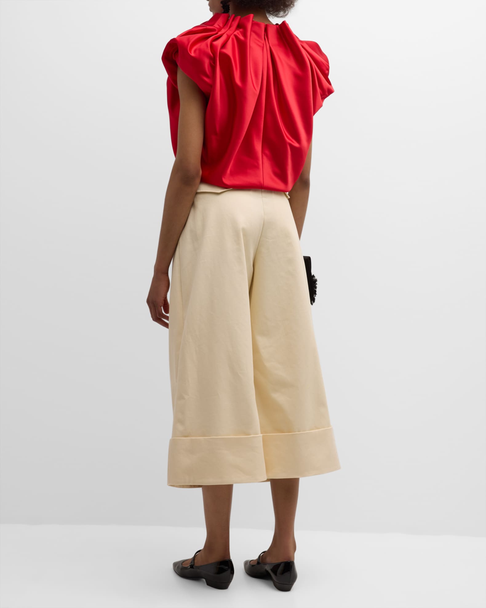 Simone Rocha High-Rise Pleated Wide-Leg Cuffed Ankle Trousers | Neiman ...