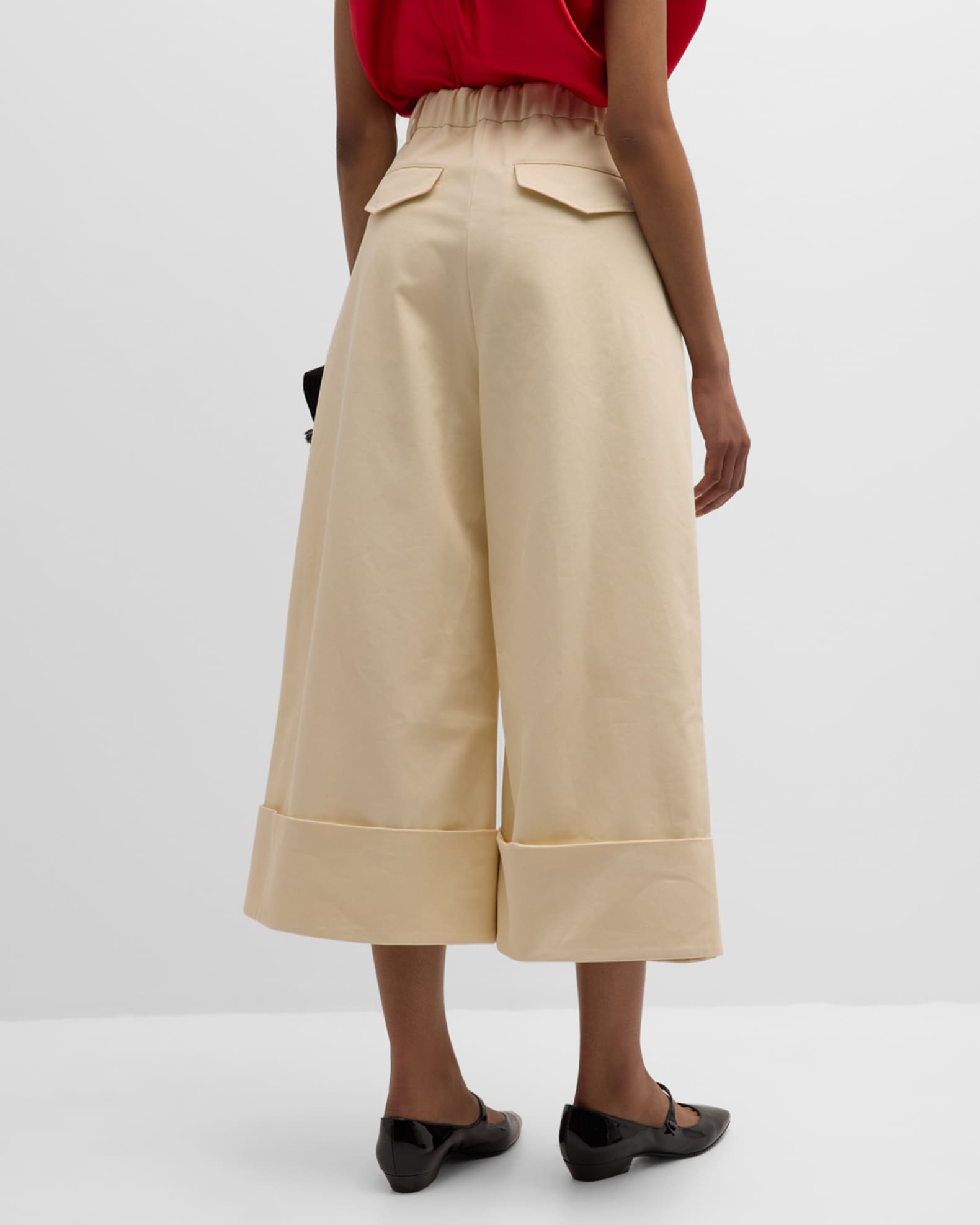 Simone Rocha High-Rise Pleated Wide-Leg Cuffed Ankle Trousers | Neiman ...