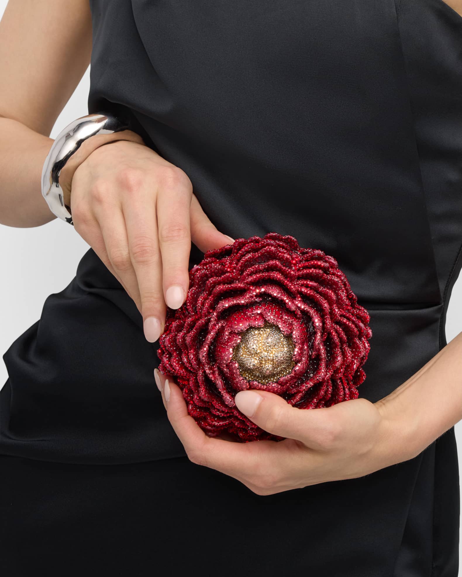 Peony Flame Crystal Clutch Bag