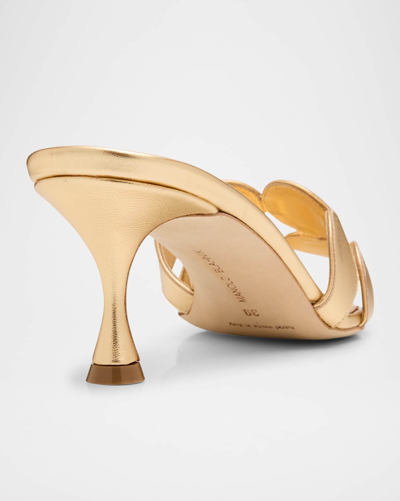 Manolo Blahnik Haribalmu Metallic Stiletto Slide Sandals