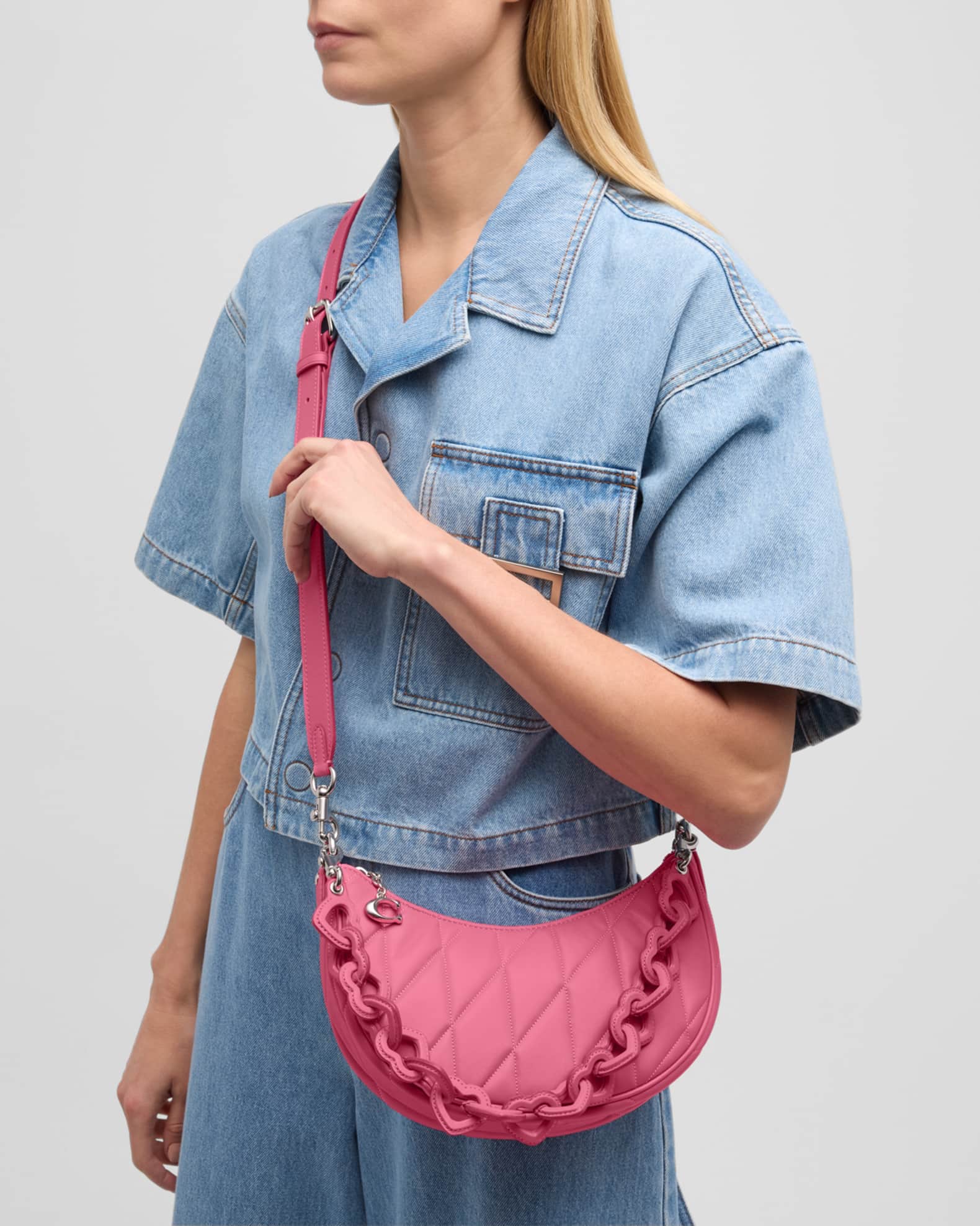 Coach Mira Quilted Pillow Leather Shoulder Bag with Heart Strap