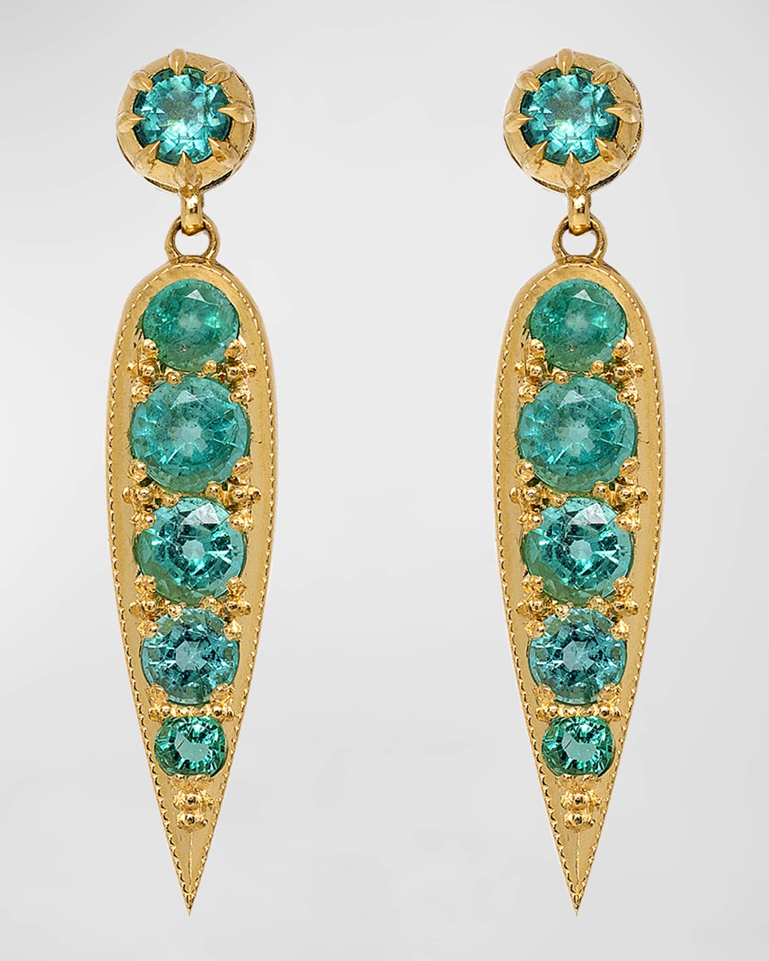 Drop Emerald Earrings in Gold Frame 0