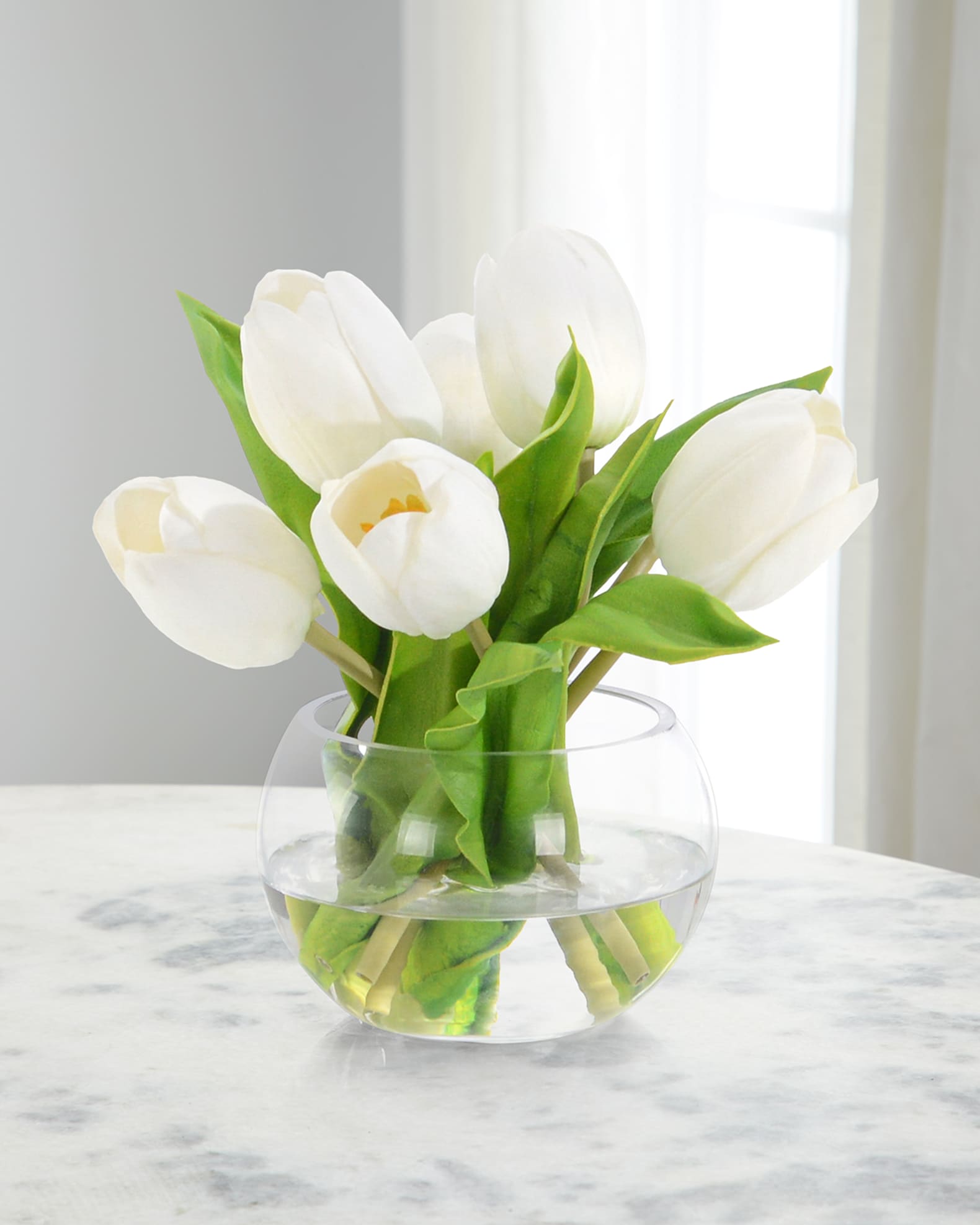 John-Richard Collection Real Touch Breaking Dawn Tulips 9" Faux Floral Arrangement in Glass Vase