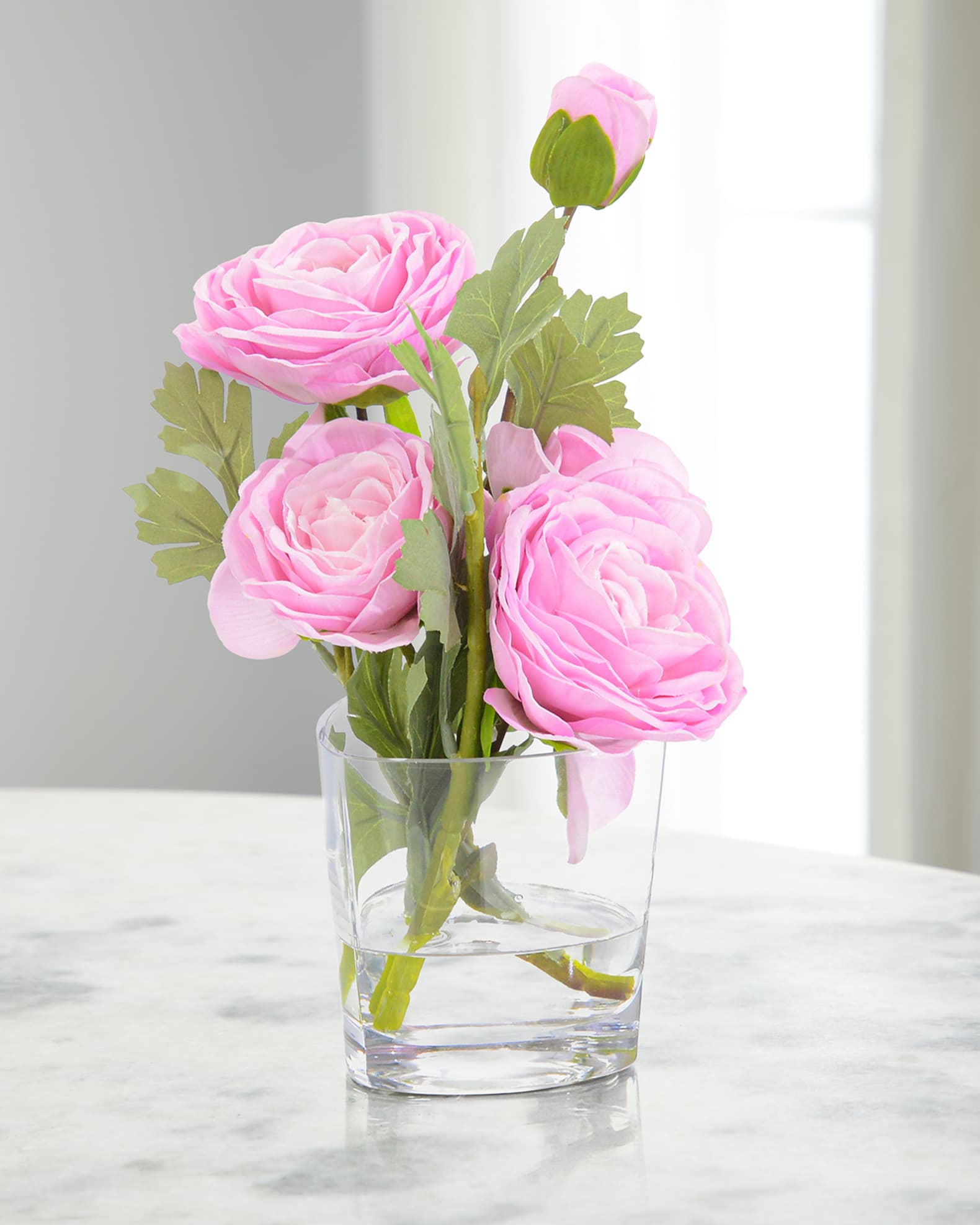 Real Touch Pink Passion 10" Faux Floral Arrangement in Glass Vase 0