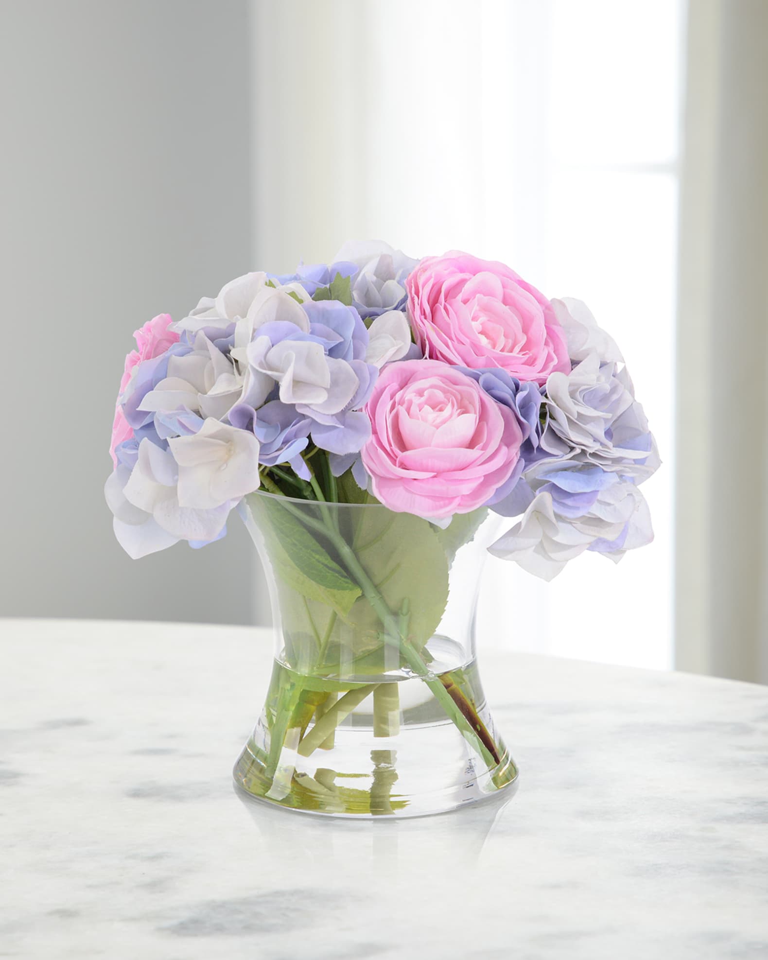 John-Richard Collection Real Touch Sweet Violet 10" Faux Floral Arrangement in Glass Vase