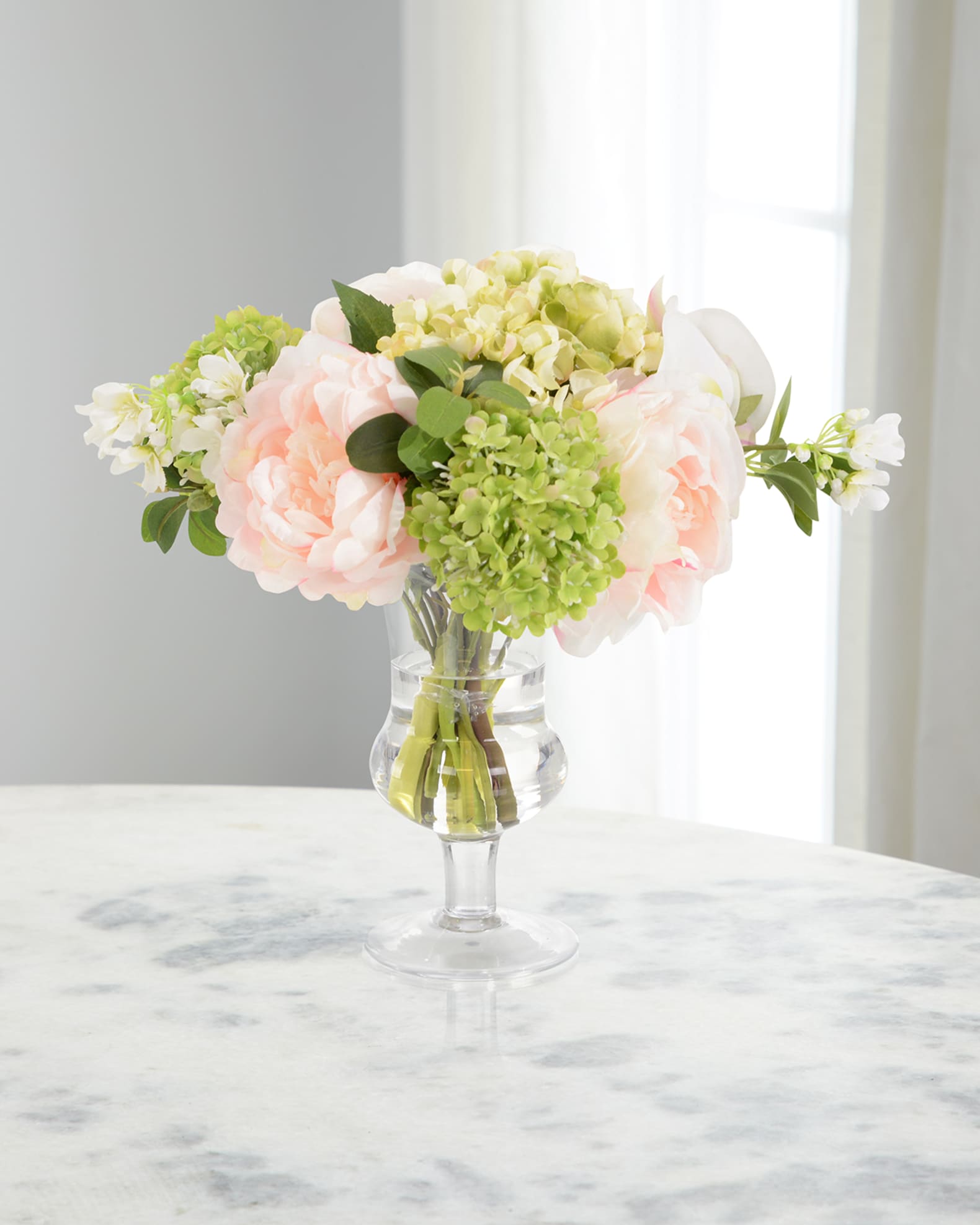 Blushing Orchid Garden 12" Faux Floral Arrangement in Glass Vase 0