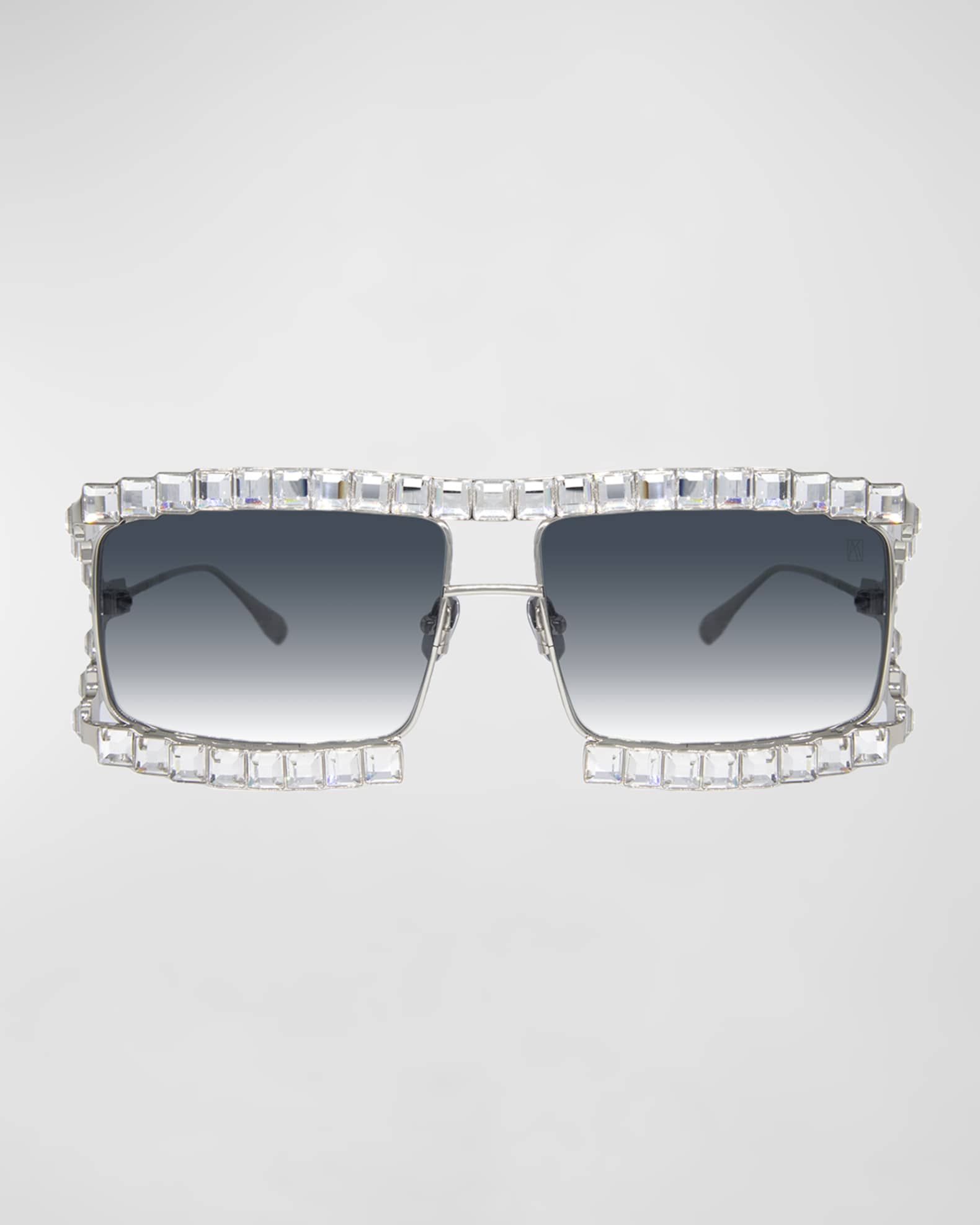 Anna-Karin Karlsson Crystal Boo Titanium Aviator Sunglasses | Neiman Marcus