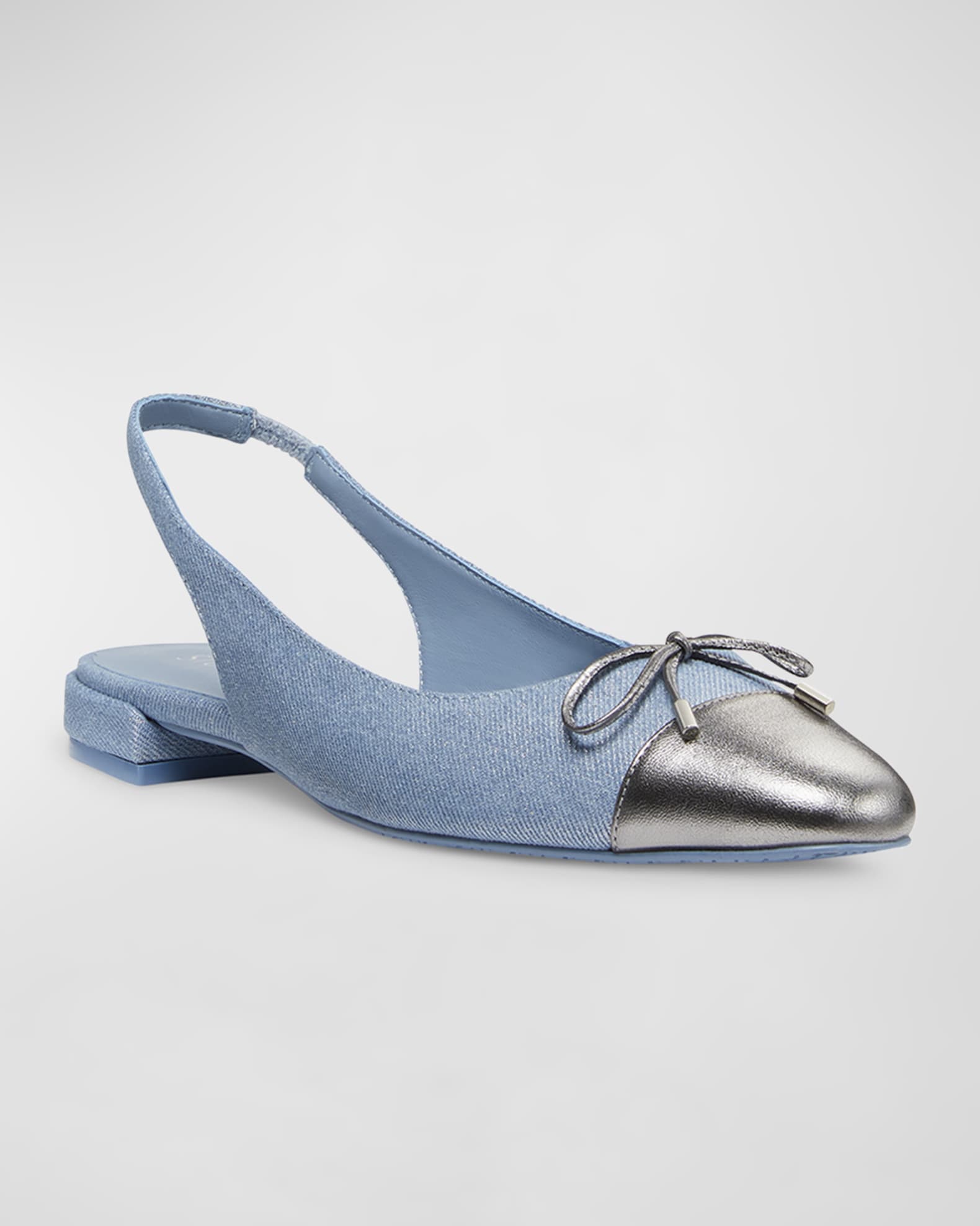 Sleek Denim Bow Slingback Ballerina Flats 1