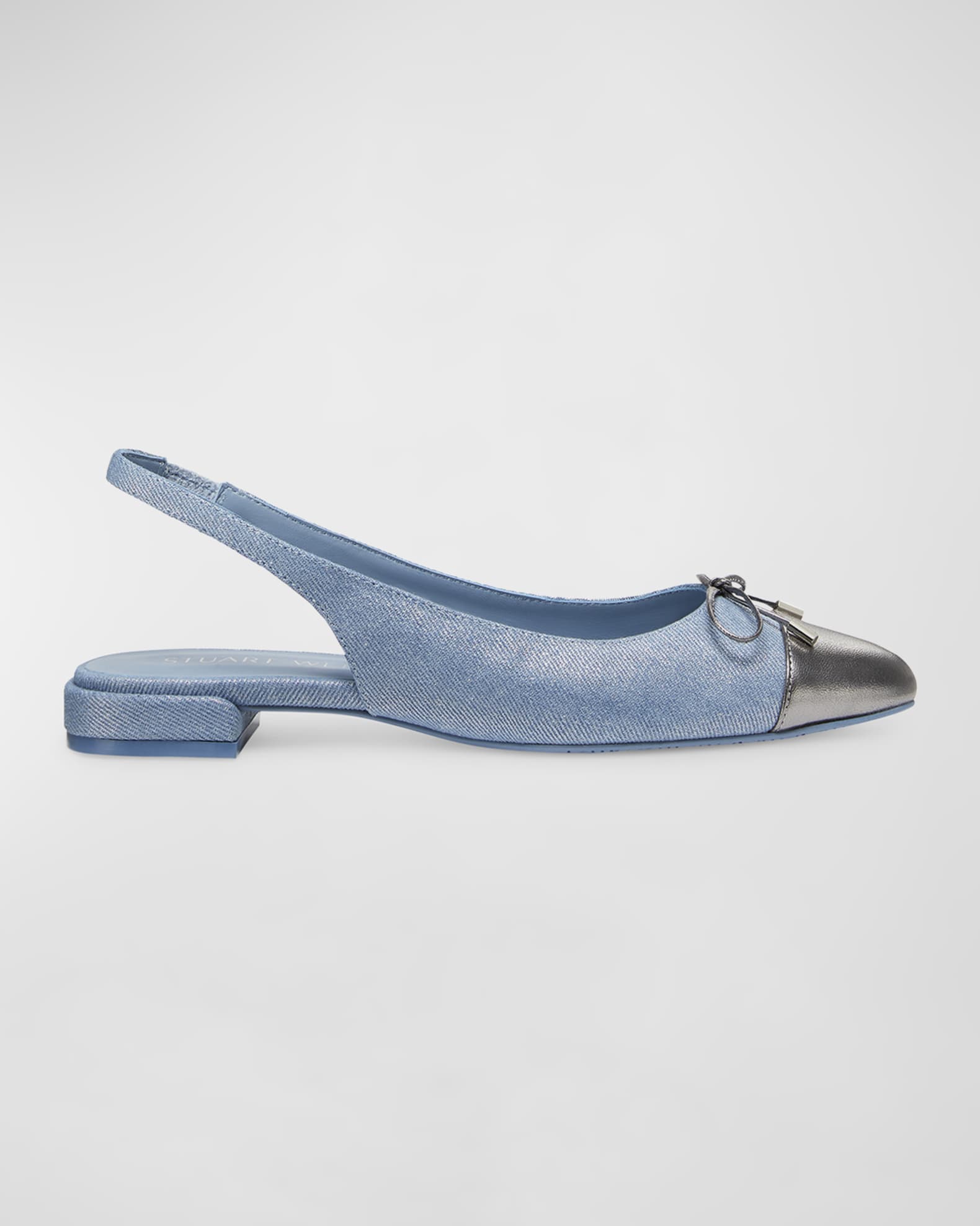Sleek Denim Bow Slingback Ballerina Flats 0