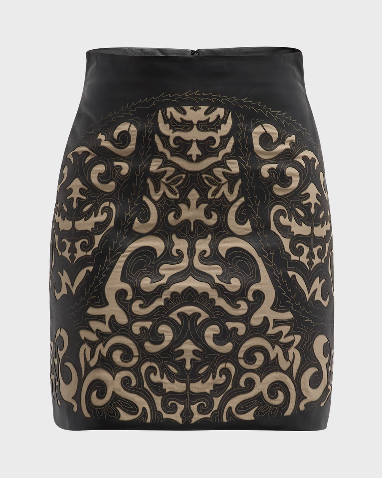 L'Agence Amour Laser-Cut Leather Mini Skirt | Neiman Marcus