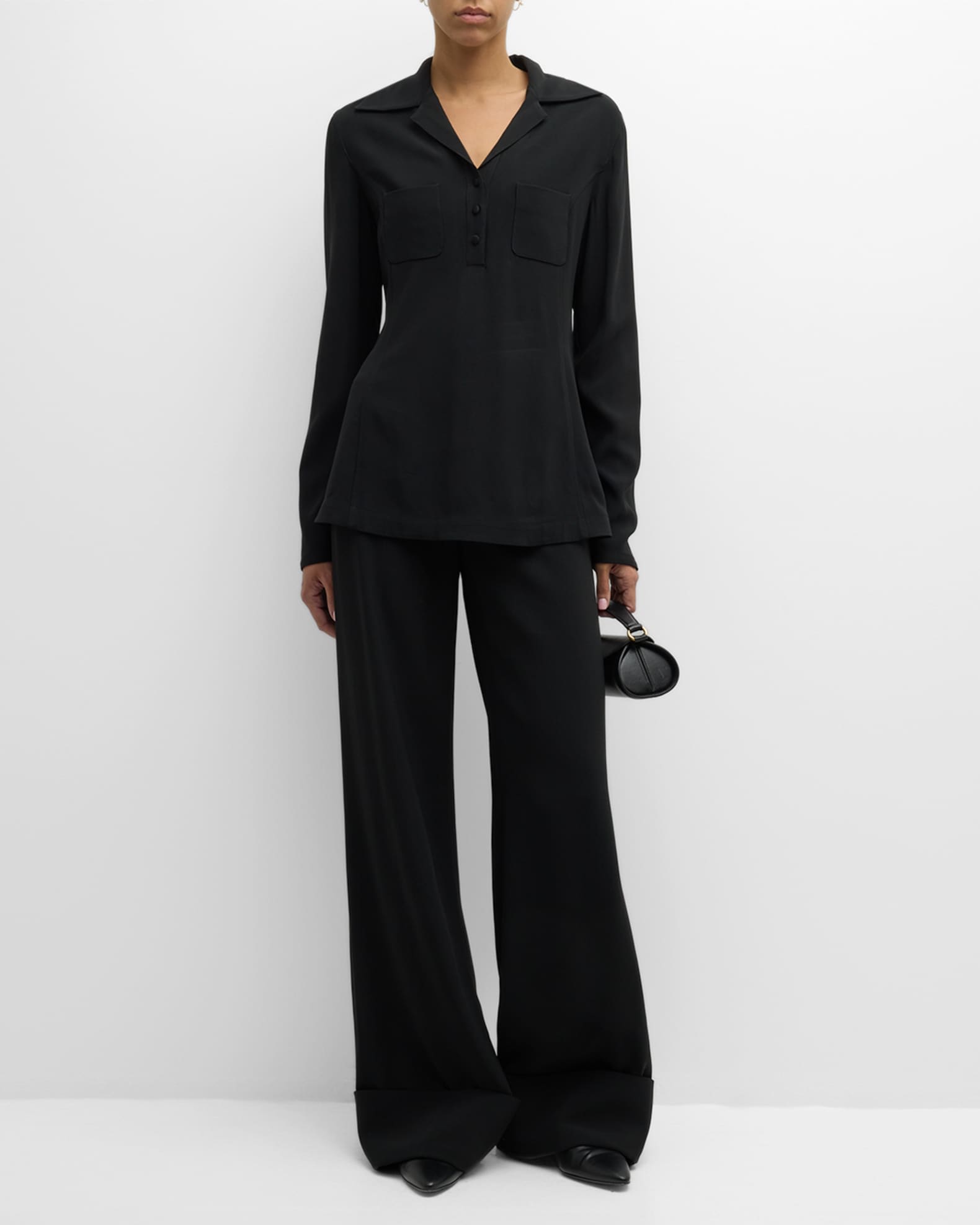 Aemi + Co Raw Edge Exposed Seam Collared Neck Long Sleeve Shirt main image 1