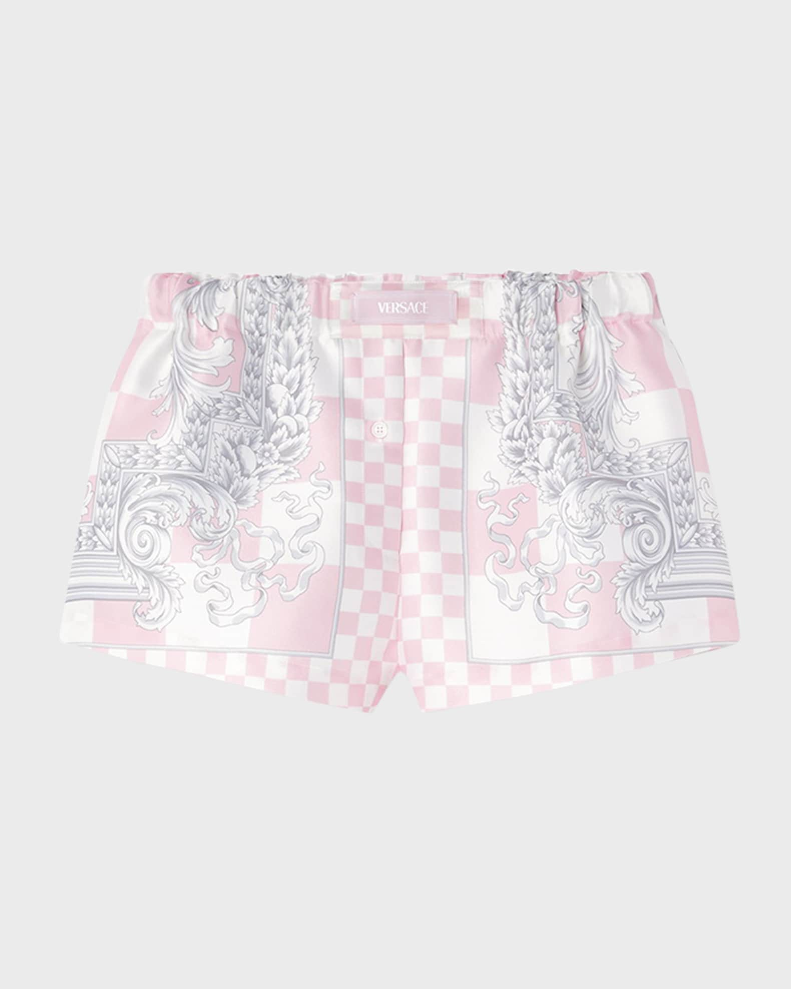 Logo Printed Silk Twill Shorts