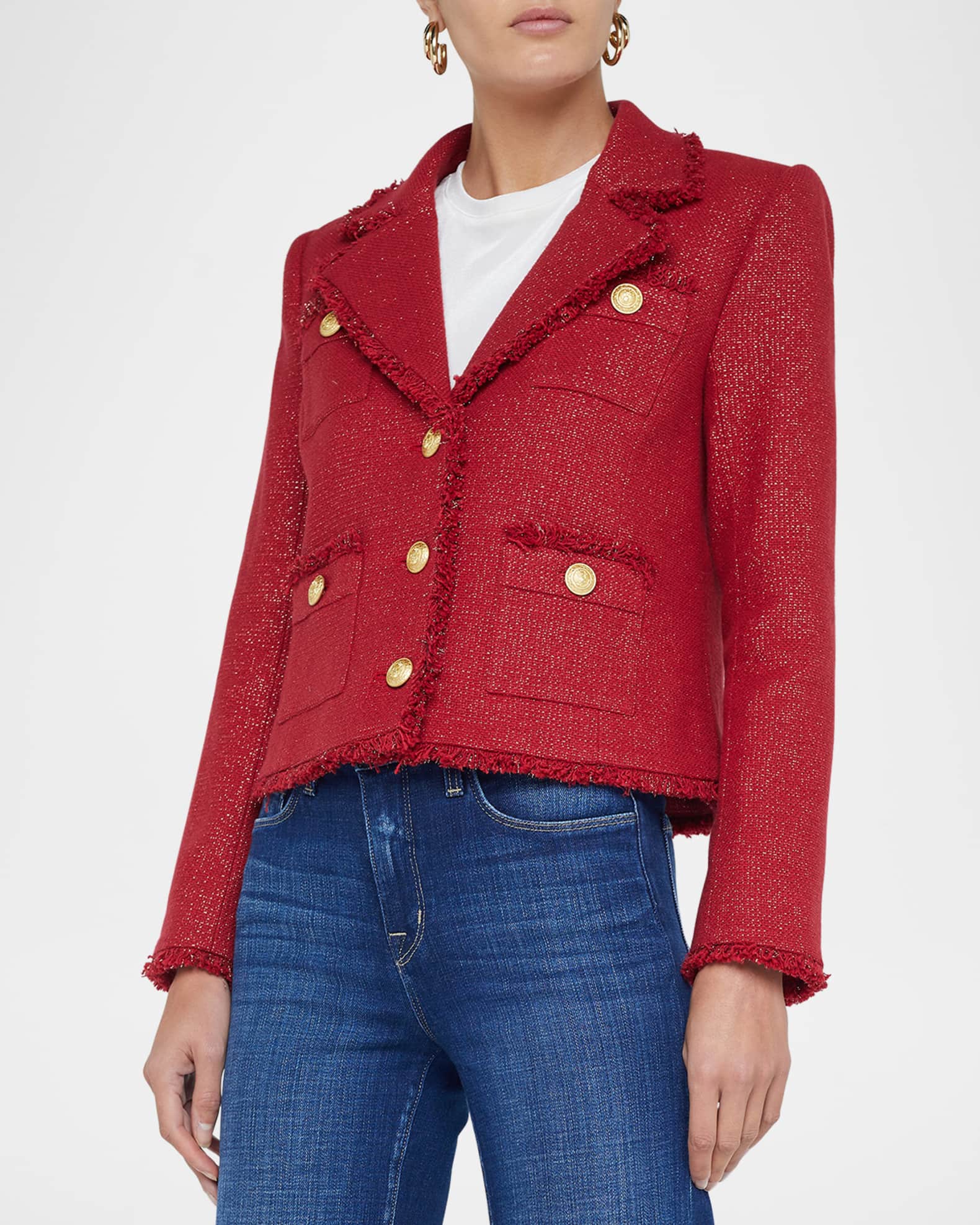 Metallic tweed jacket store