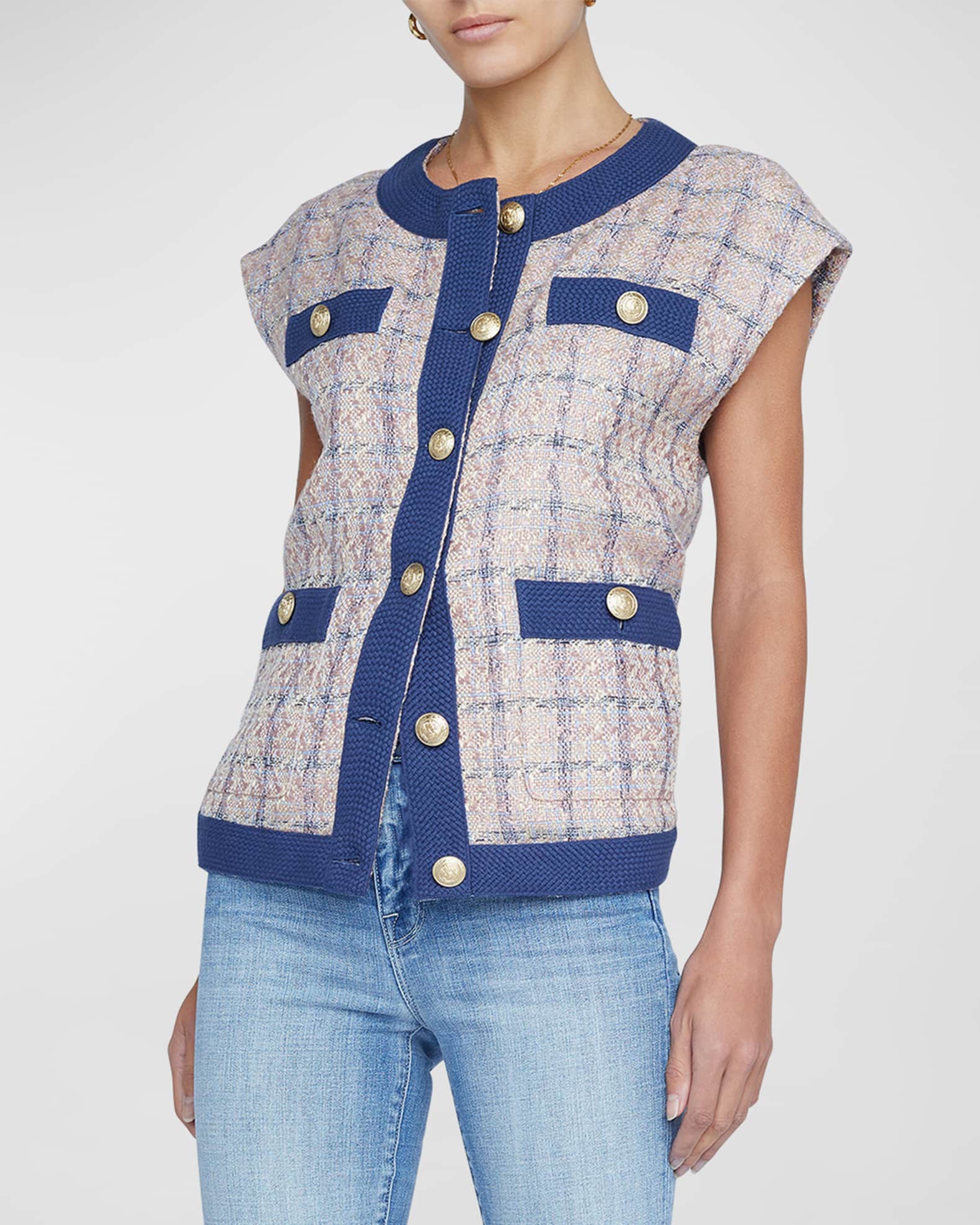 L'Agence Laurel Oversized Tweed Vest | Neiman Marcus
