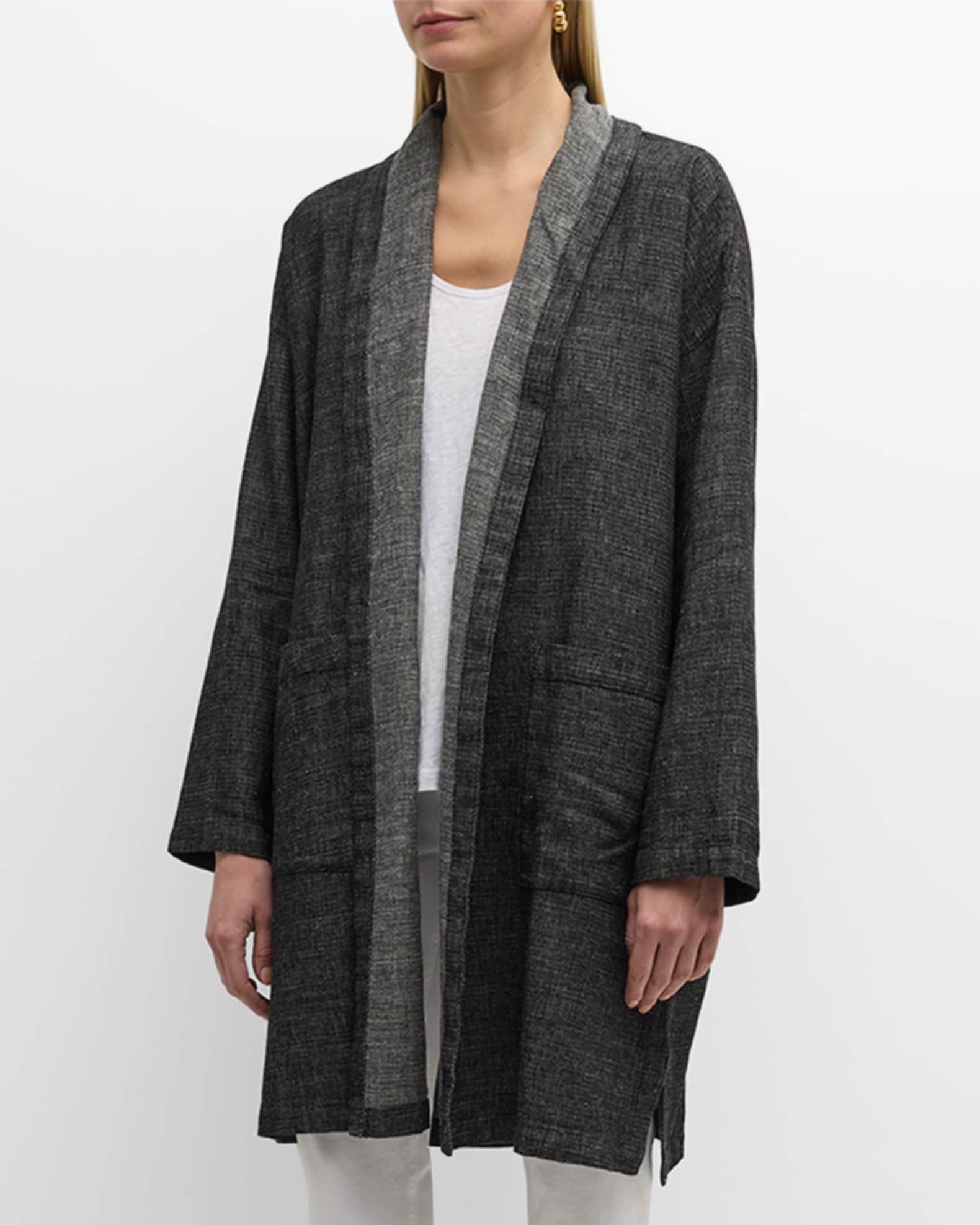 Eileen Fisher Shawl-Collar Open-Front Kimono Coat | Neiman Marcus