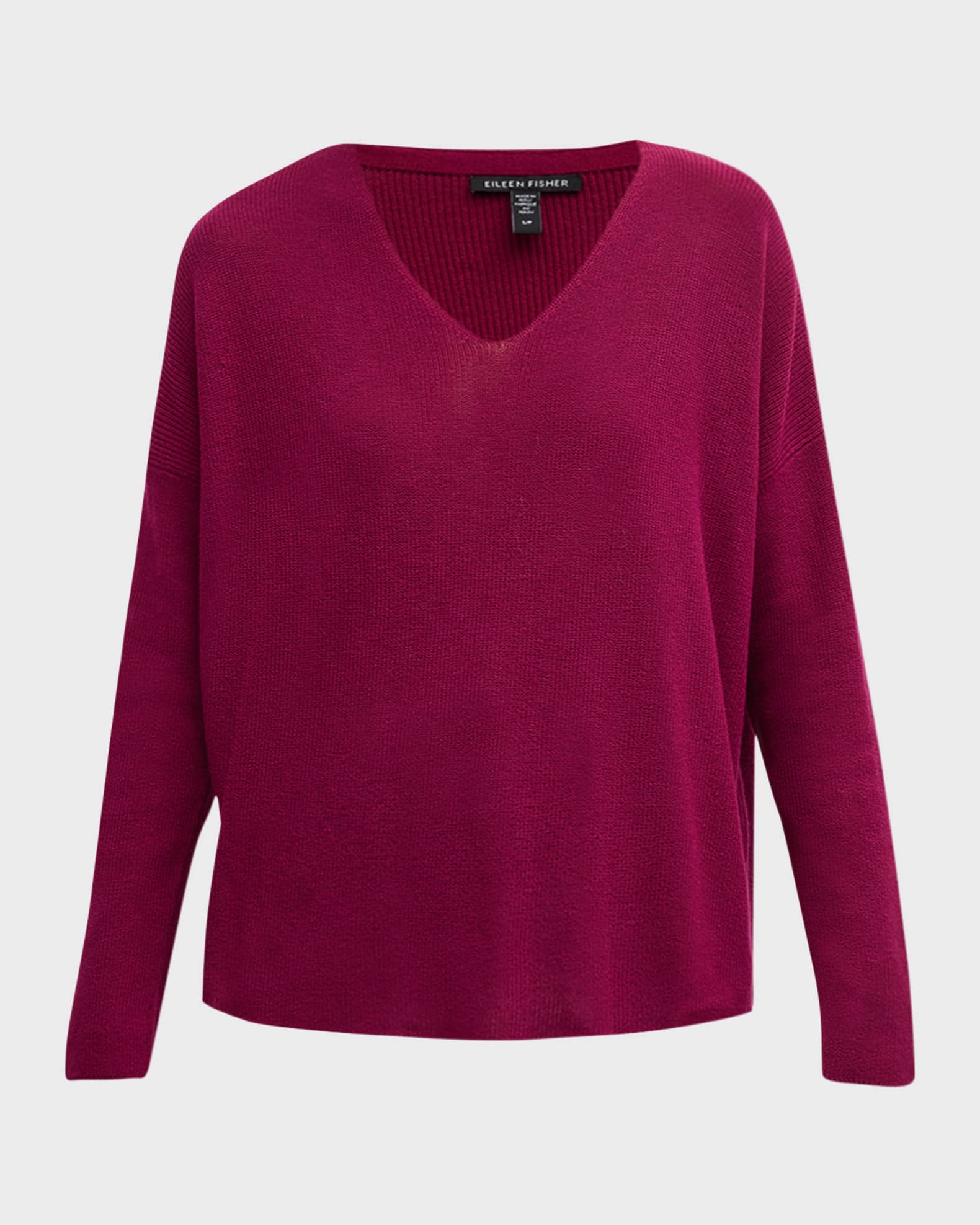 Eileen Fisher V-Neck Organic Cotton Crepe Pullover
