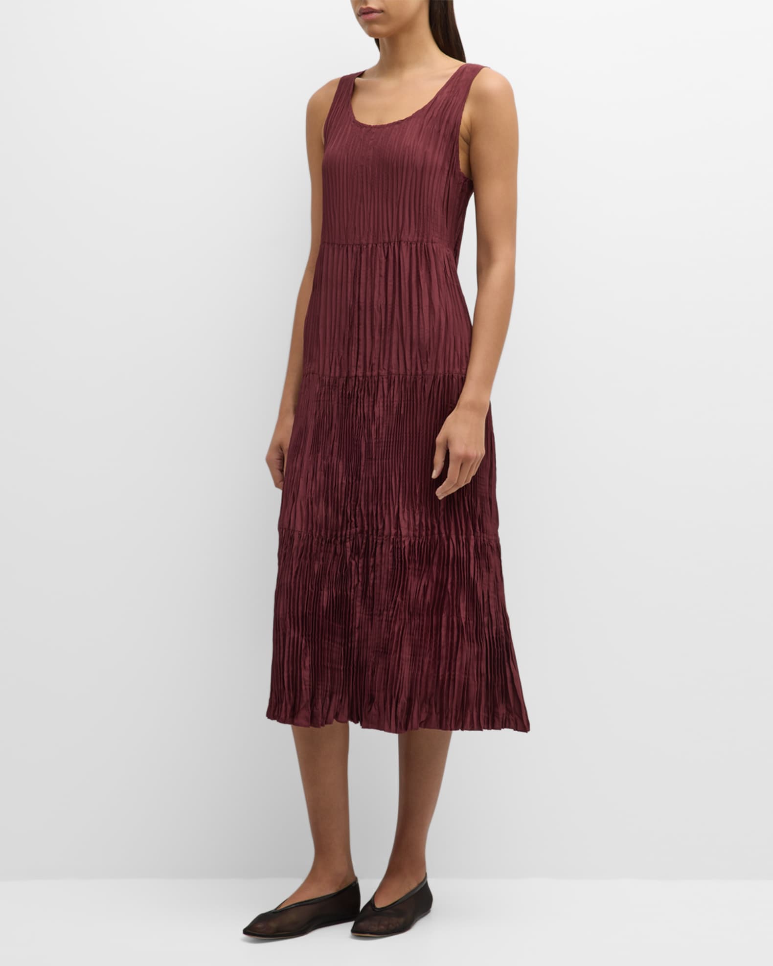 Feather-Light Crinkled Midi Dress (Deep Teal)