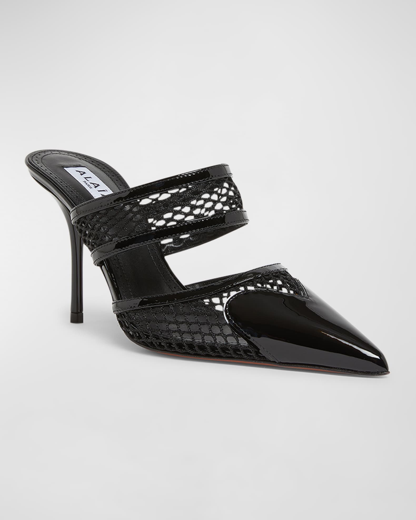 Patent Heart-Toe Stiletto Mules 1