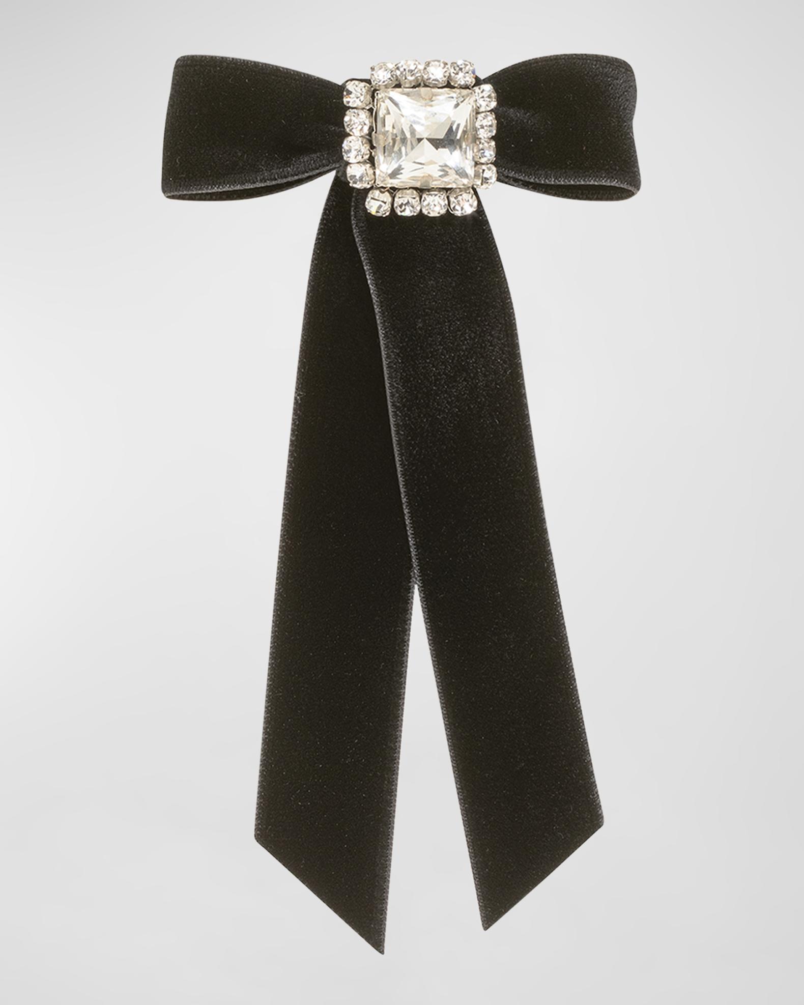 Jennifer Behr Black Velvet Bow with Pearls jennifer-behr-joy-barette-bow-  main image 4