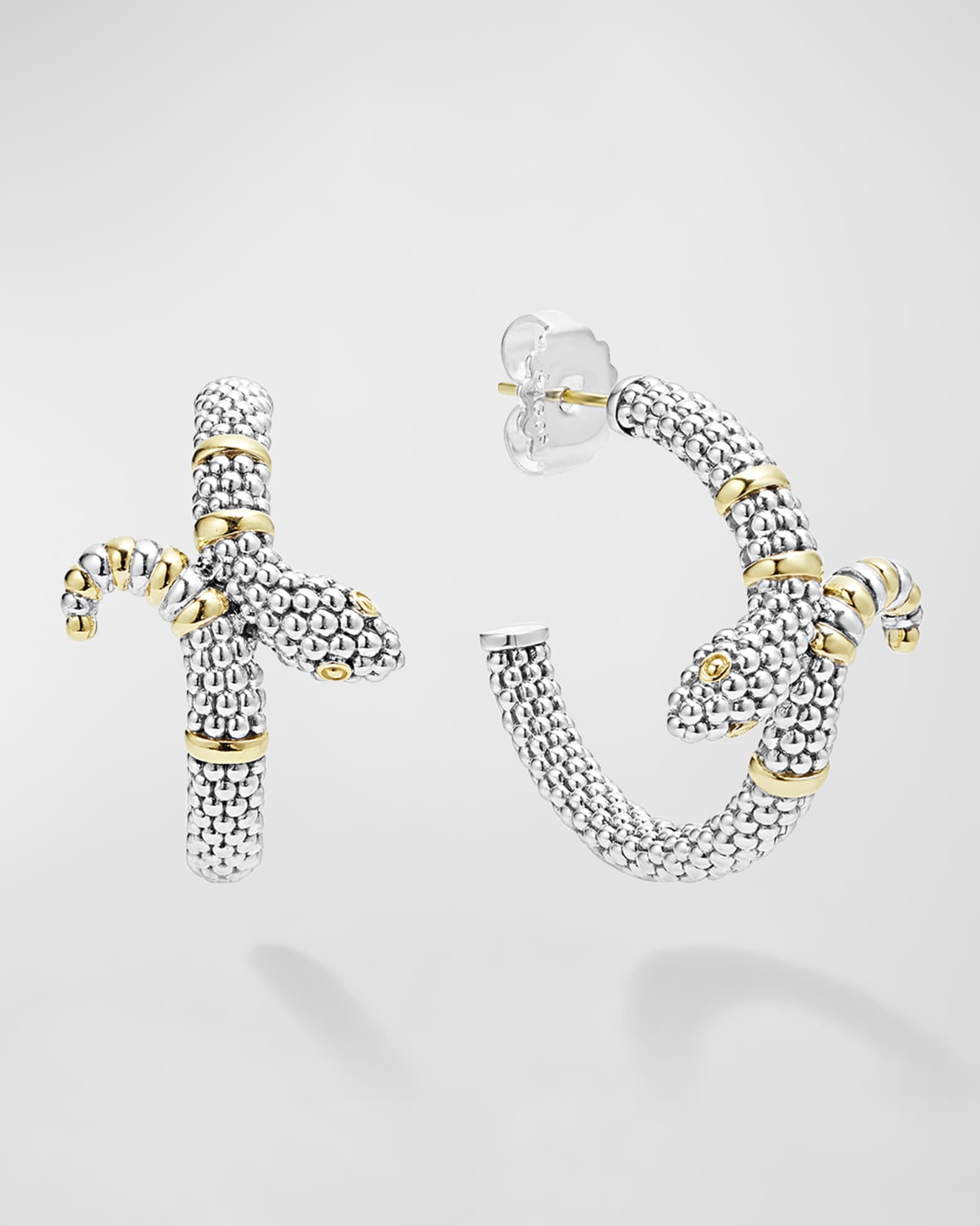 LAGOS Sterling Silver 18K Gold Serpent Hoop Earrings Neiman Marcus