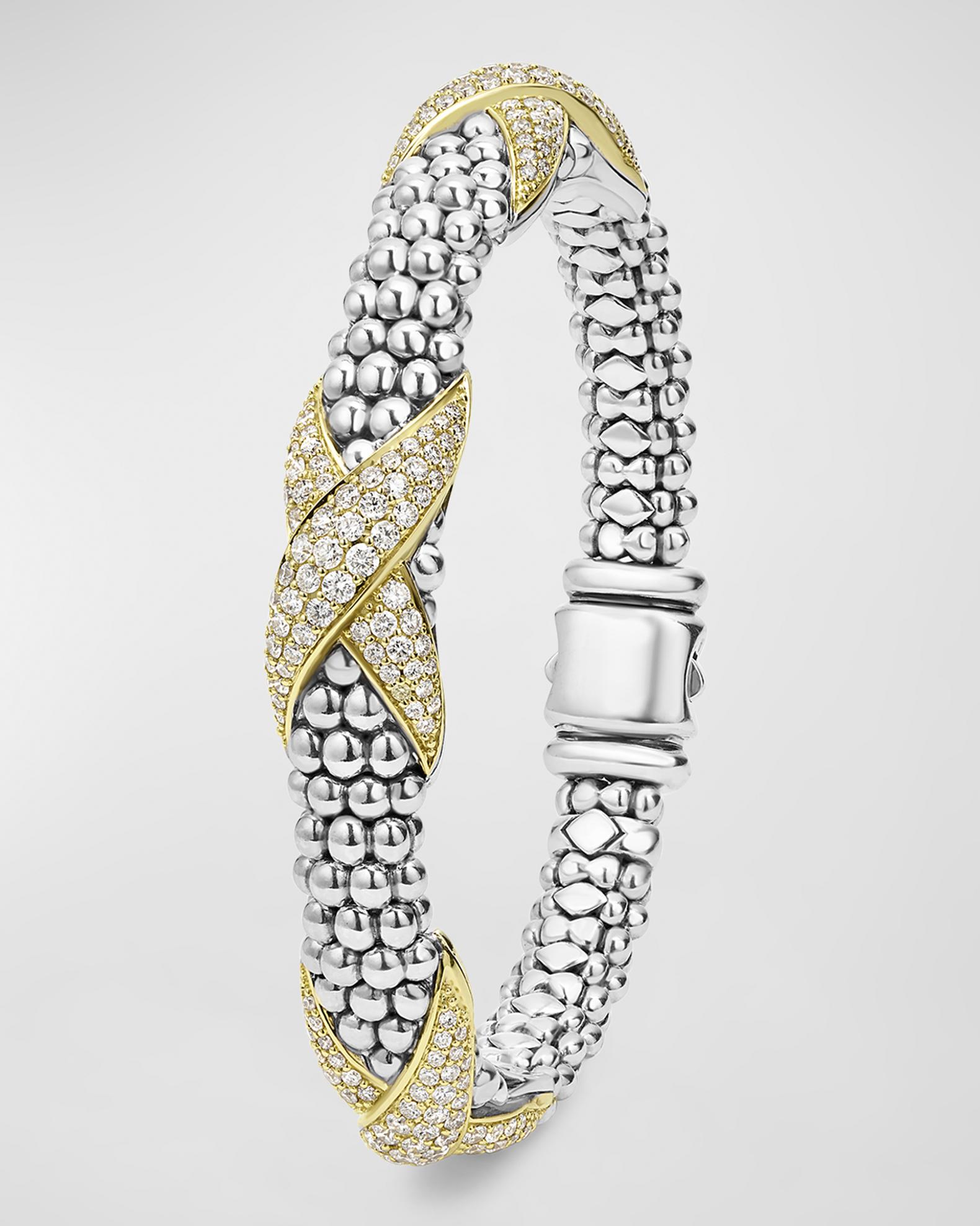 LAGOS Sterling Silver and 18K Embrace Diamond Pave Rope Bracelet ...