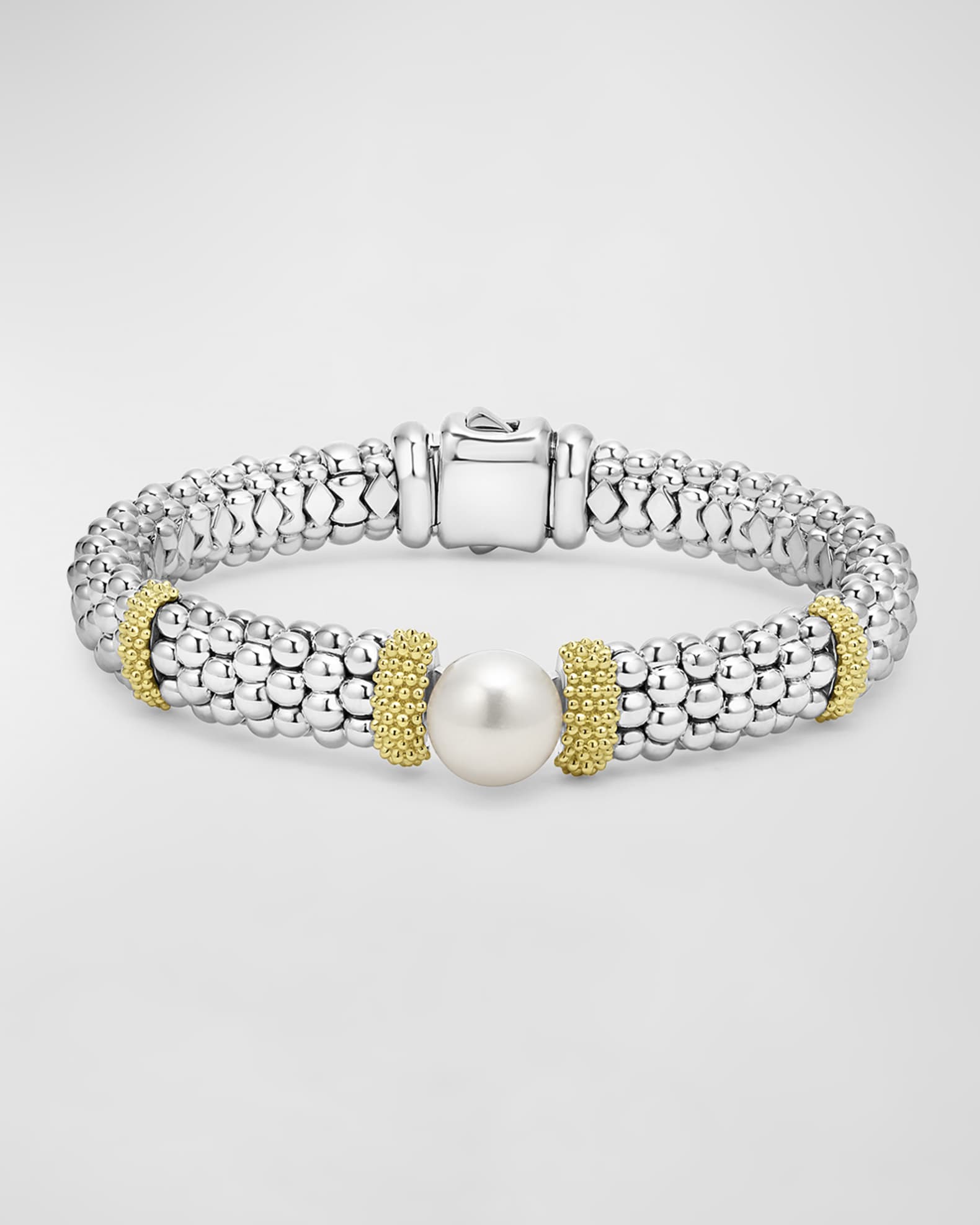 LAGOS Sterling Silver and 18K Luna Pearl Lux Center Rope Bracelet
