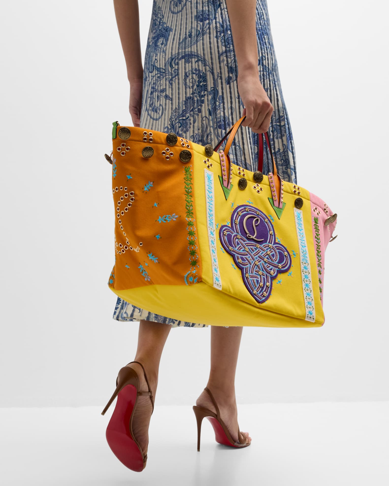 Christian Louboutin Breizcaba Large Tote in Canvas Neiman Marcus